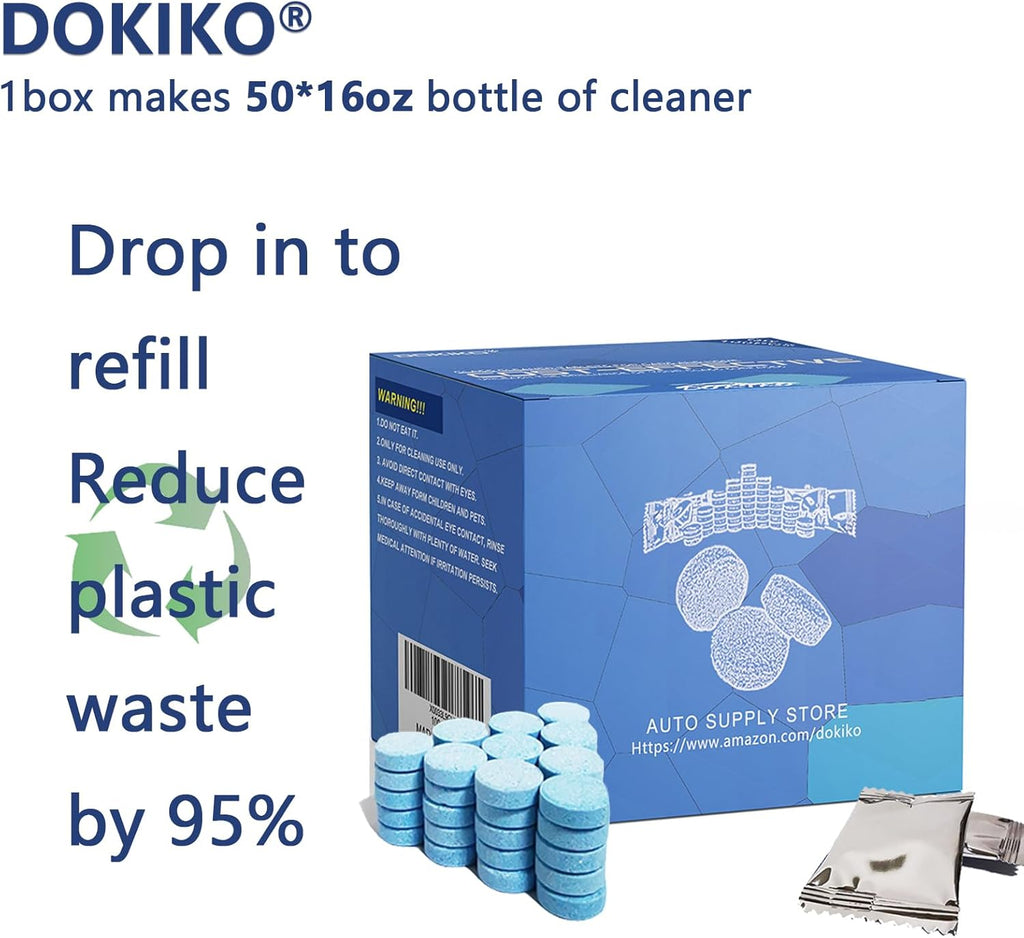 100 PCS Glass Cleaner Refill,Glass Clean Tablets, Window Clean Refill Tablets, 100 Concentrated Dissolvable,1 Pack Makes 100 * 16 fl oz Spray Effective cleaning