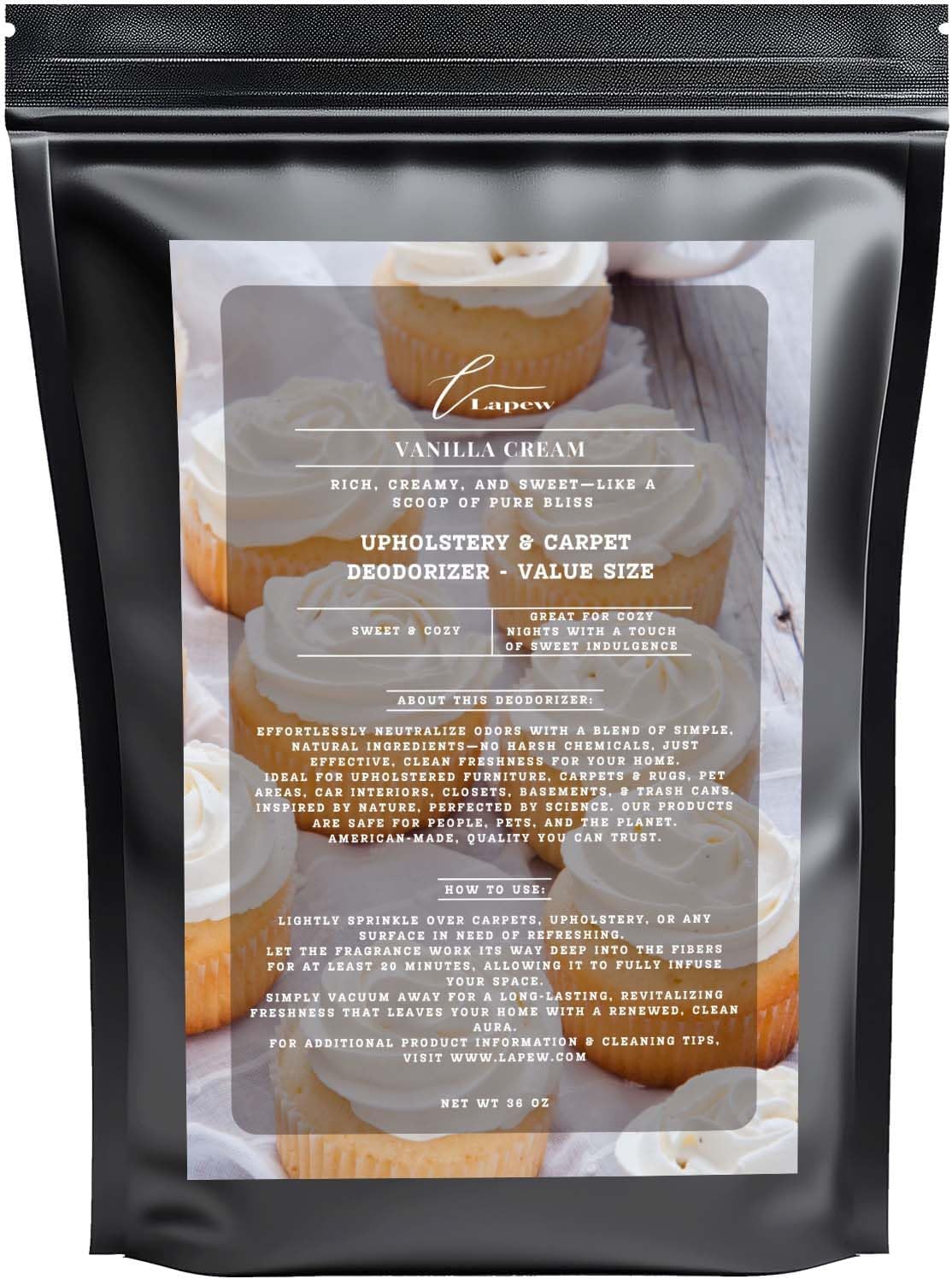 Vanilla Cream Carpet Freshener Powder Refill 36 oz | Powerful Odor Eliminator for Home | Upholstery Deodorizer | Carpet Deodorizer | Pet Urine | Cat Litter Box