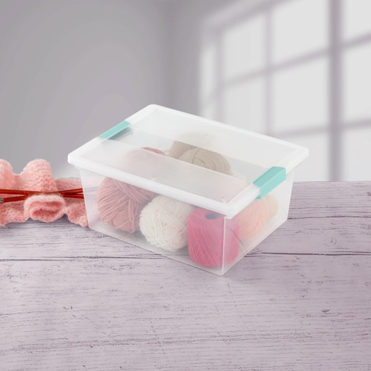 Sterilite 4-Pack Clip Box, Stackable Clear Plastic Bins with Latching Lids, Deep - Writing, Arts or Crafts Supplies Storage Containers for Home, Office, Classroom and Workshop Organization