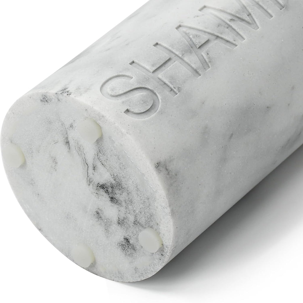 Matte White Shampoo Dispenser Modern Refillable Pump Bottle with Embossed Text, Durable Resin Construction for Bathroom and Kitchen