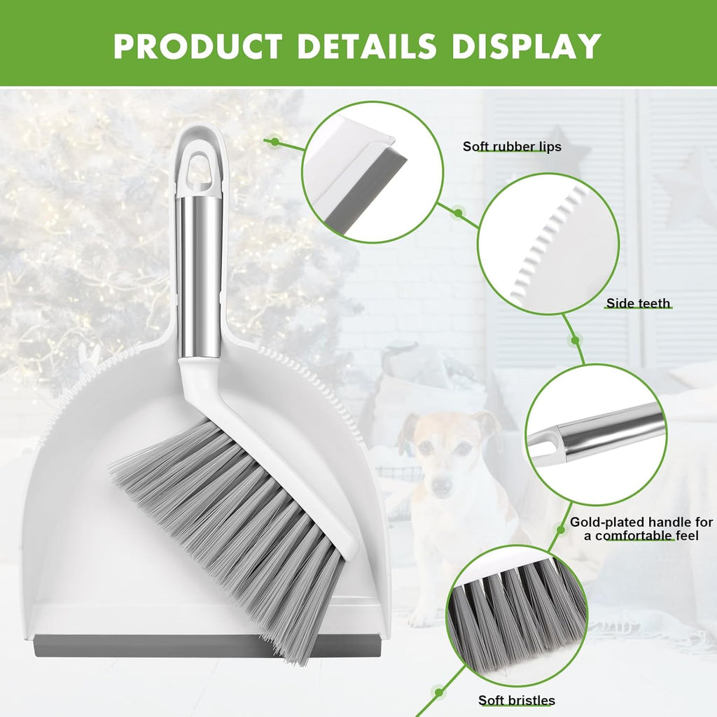 Small Broom and Dustpan Set, Dustpan and Brush Set, Small Brush and Dustpan Set, Hand Broom and Dustpan Set, Mini Handheld with Home, Desktop, Kitchen, pet