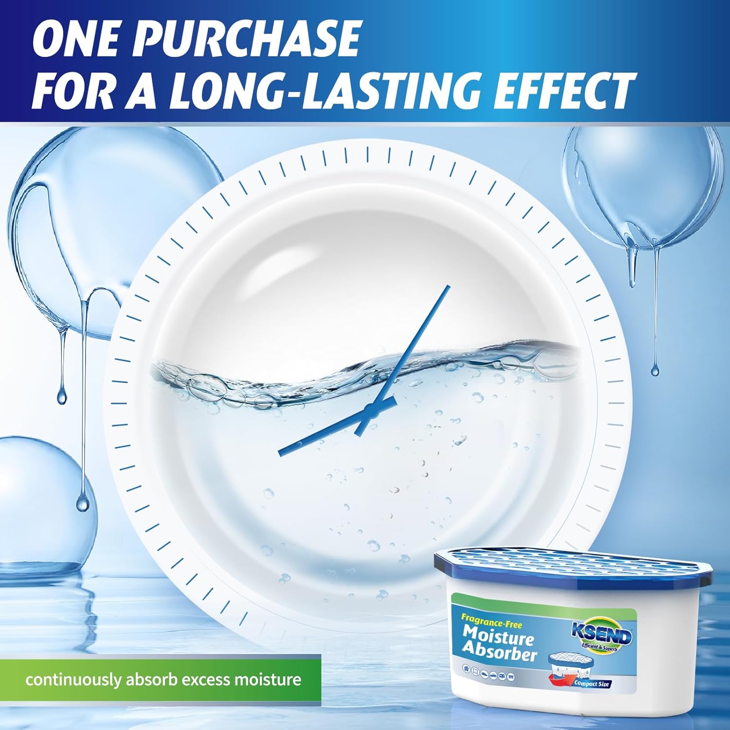 Moisture Absorbers, 12 Pack, Compact Dehumidifier for Closet, Efficient Humidity Absorber Boxes, Moisture Absorber for Closet, Odor Eliminator with Ocean Fragrance, Navy Blue, 6.4oz, 300ml