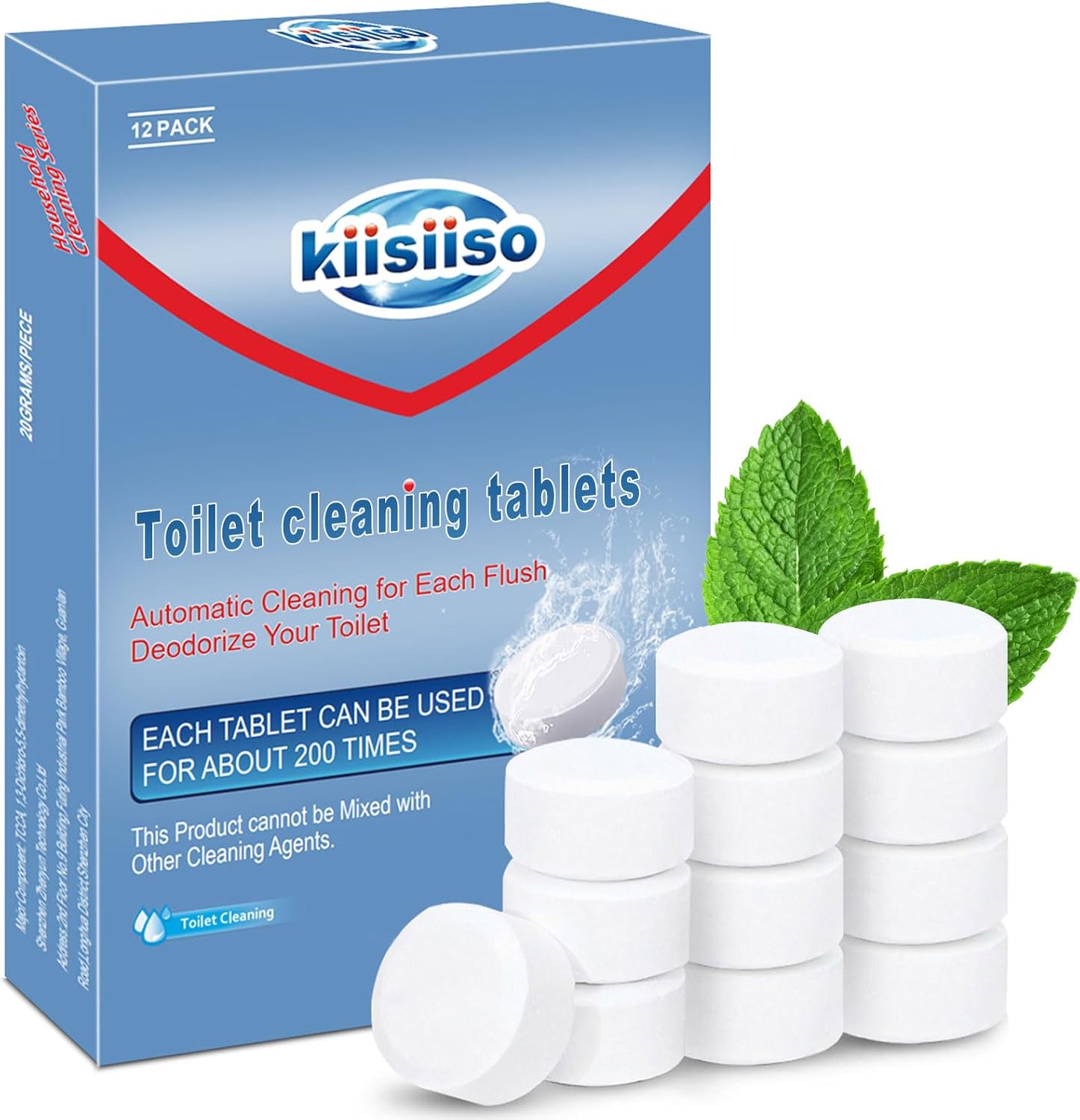 KIISIISO Toilet Bowl Cleaners Tablets(12 Pack), Household Lime Rust Removers, Automatic Toilet Tank Cleaner, with Sustained Release Technology for Bathroom Cleaners