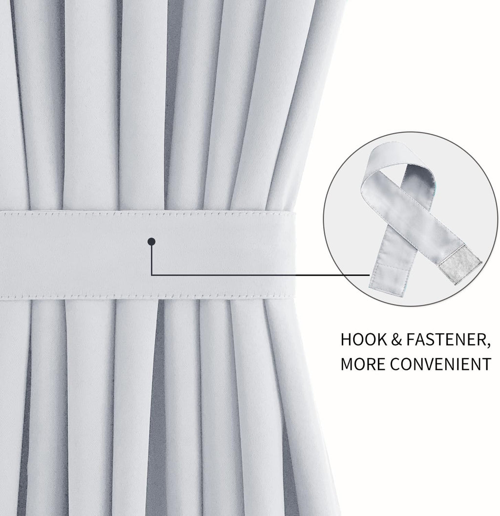 DWCN French Door Curtains – Rod Pocket Thermal Curtain for Doors with Glass Window, Kitchen and Patio Doors for Privacy, 36 X 80 Inches Long, 1 Curtain Panel with Tieback, Greyish White