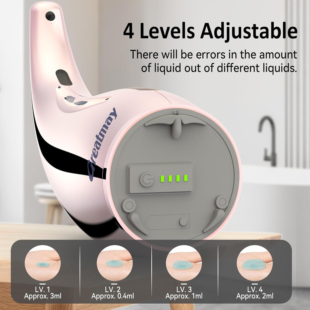 Adjustable Automatic Soap Dispenser Touchless, 4 Adjustable Levels Touchless Sensor Liquid Soap Pump Dispenser，300ml Rechargeable Magnetic Charging Hand Soap Dispenser for Kitchen，Bathroom