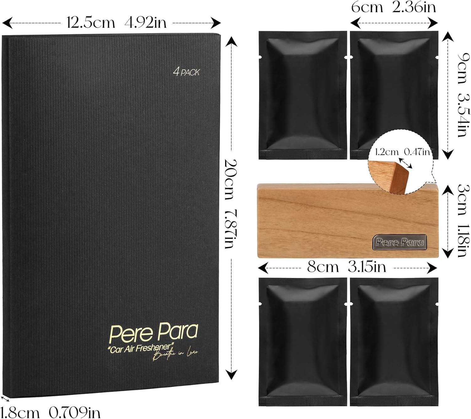 4 Refreshing Scent Bags Wood Car Air Freshener Vent Clip (Burlywood, Sun-Kissed)- Natural Scent Diffuser for Car, Truck & SUV Premium Essential Oil Starter Kit Gift for Men & Women