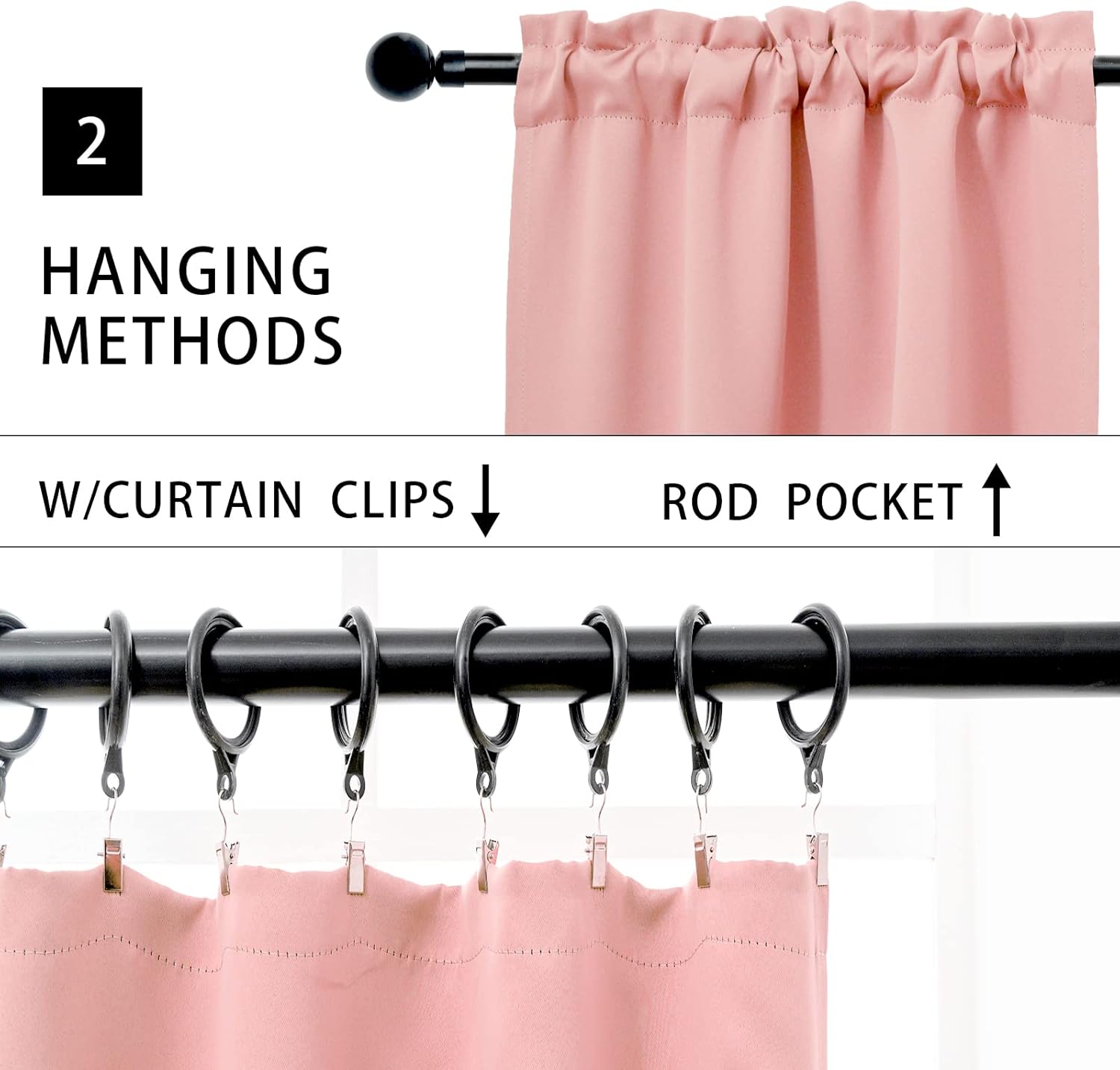 Pickluc Cafe Kitchen Curtains 36 Inches Long 2 Panels, Blackout Tier Curtains with Rod Pocket, Short Black Out Curtain for Small Window, 42" Wide and 36" Length, Set of Two, Powder Pink