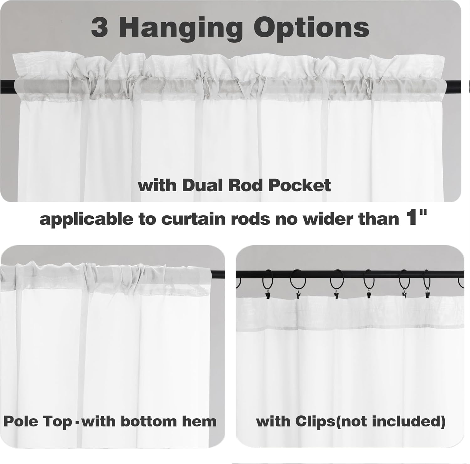 Chyhomenyc White Sheer Curtains 96 Inches Long 2 Panels, Light Filtering White Curtains for Living Room, Soft Gentle Voile Rod Pocket Bedroom Window Drapes, 59Wx96L Inch, 2PCS