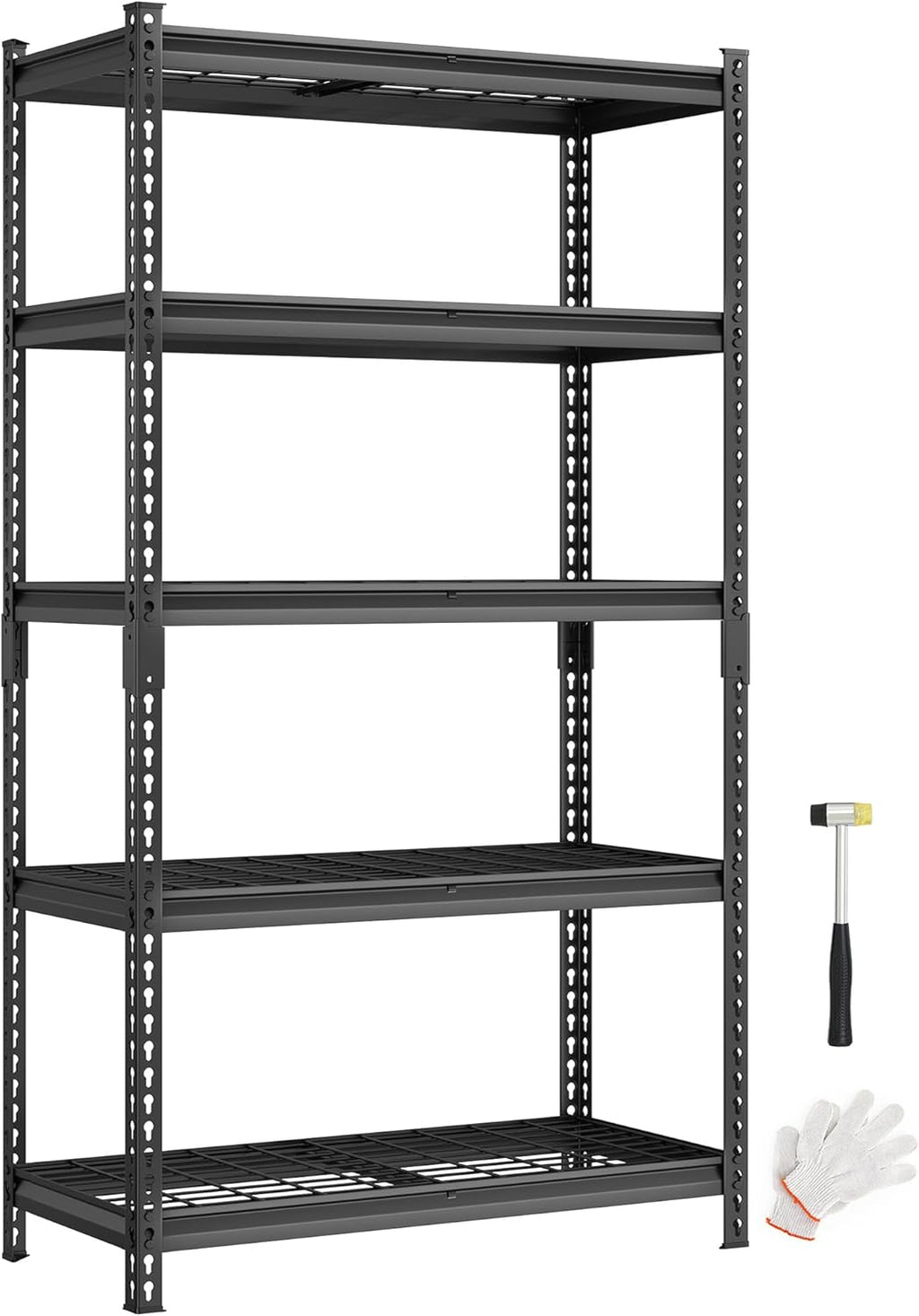 SONGMICS 5-Tier Storage Shelves, Heavy-Duty Garage Shelving, Adjustable Shelving Unit, Steel Shelf, Boltless Assembly, for Garage, Shed, 2,250 lb Load, 18 x 36 x 72 Inches, Ink Black UGLR453B01