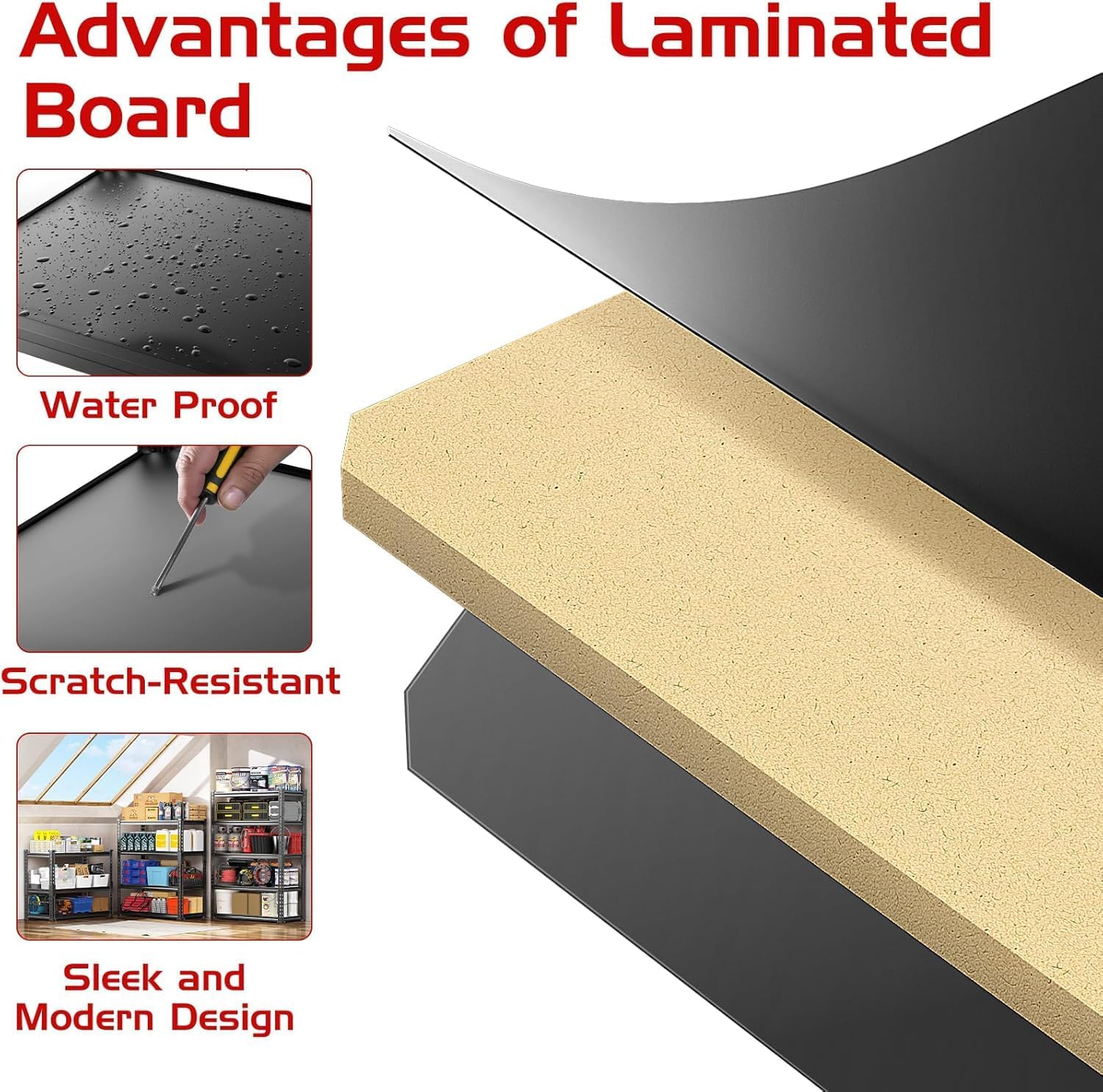 TigerParty 2050LBS Heavy Duty Garage Shelving, 5-Tier Adjustable Storage Shelves, Metal Shelving Unit and Storage Rack for Pantry, Basement, Warehouse, 72" H x 36" W x 16" D, Melamine Faced Board