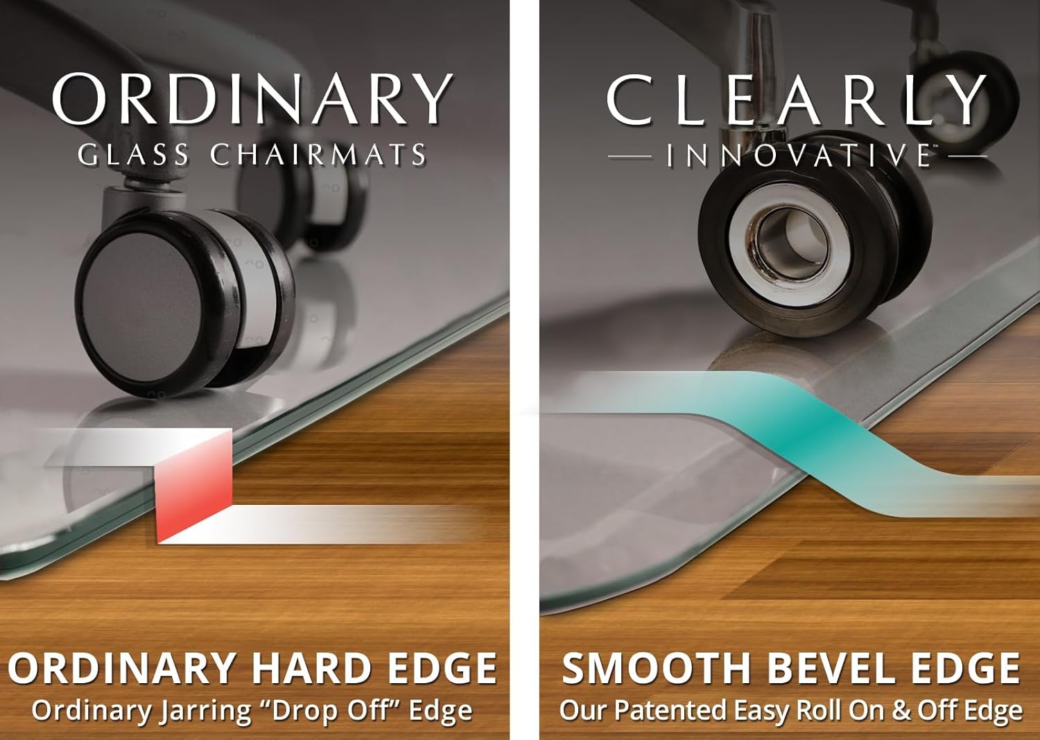 Glass Chair Mat with Exclusive Beveled Edge by Clearly Innovative 1/4” Thick Ultra-Clear Glass, Protect Your Home or Office Floor, Hardwood or Carpet (STARPHIRE, 36" by 46")