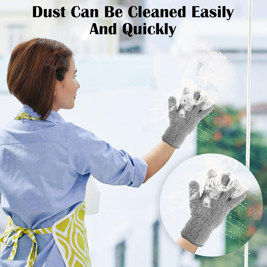 Plant Dusting Gloves, Microfiber Dusters for Cleaning Kitchen Indoor Mitt for House Use Desk Window Blind Screen Wash