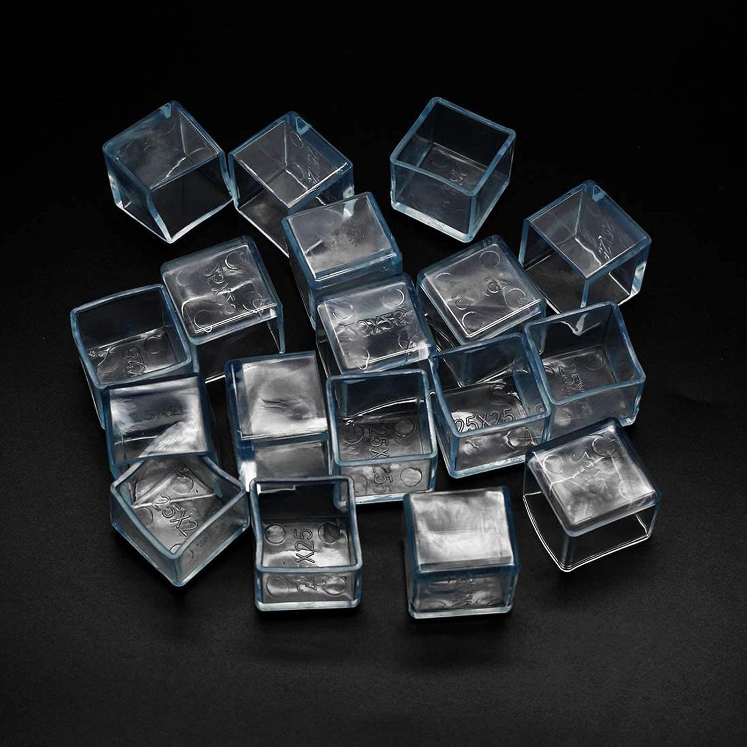 16 Pcs Transparent Square Anti-Slip Rubber Leg Tips Chair Leg Caps Furniture Floor Protectors Chair Table Bar Stool Leg Covers Furniture Leg Cube Feet 1.18 Inch x 1.18 Inch (30 x 30mm)