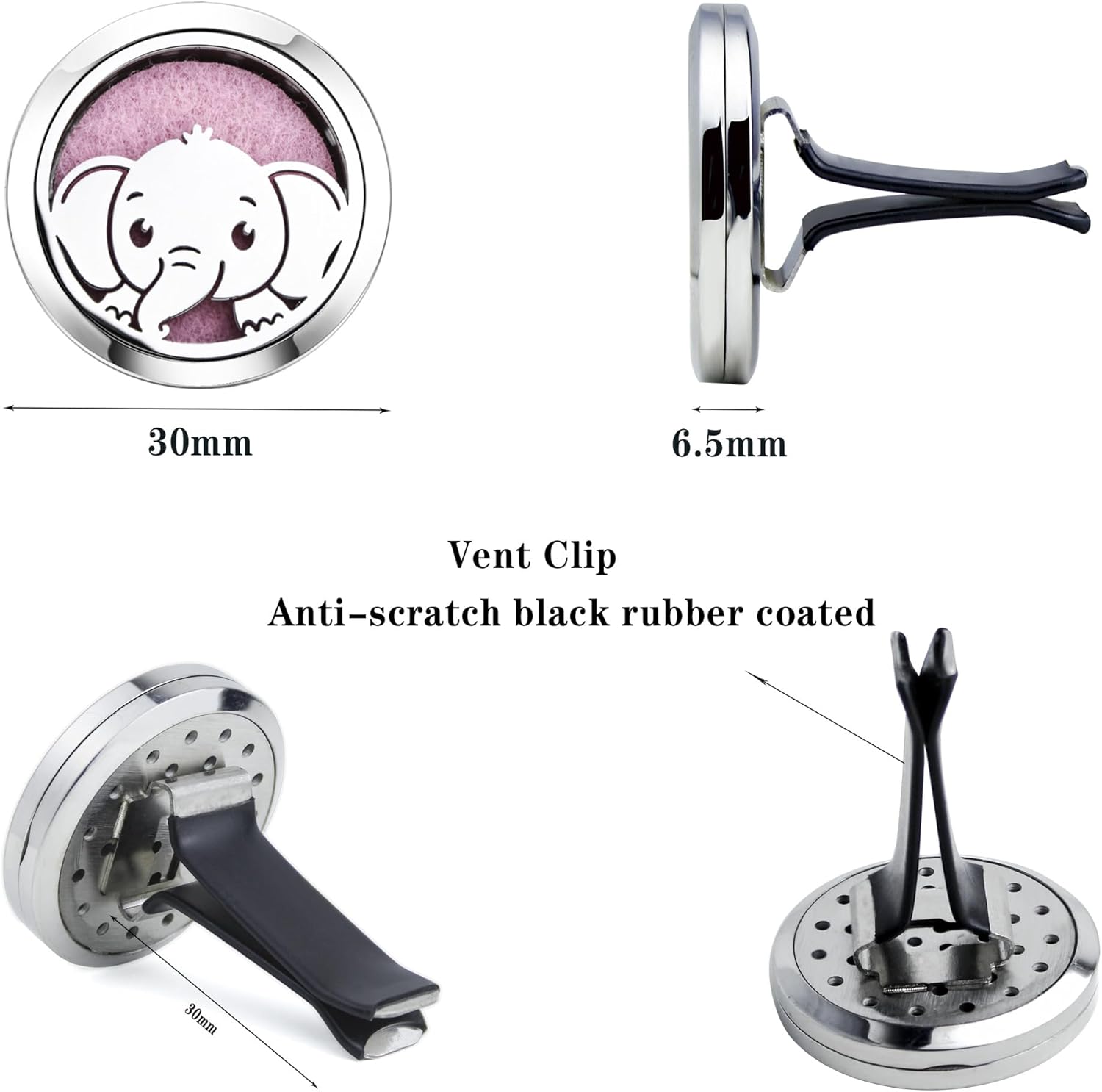 Car Diffuser Vent Clip 30mm Car Essential Oil Diffuser Vent Clips Aromatherapy Air Freshener with 10 Felt Pads Car Accessories Mother's Day for Women (Elephant Boy)