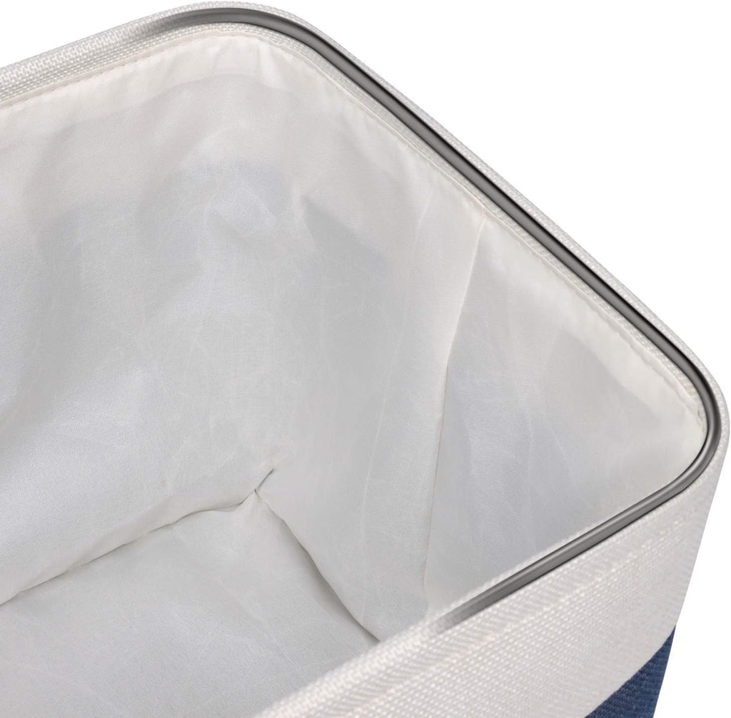 Univivi 4PC Large Storage Baskets Foldable Fabric Storage Bins for Closet Shelf for Organizing Blue Storage Baskets with Handles|Hard Bottom (15”X10.5”X9.5”)