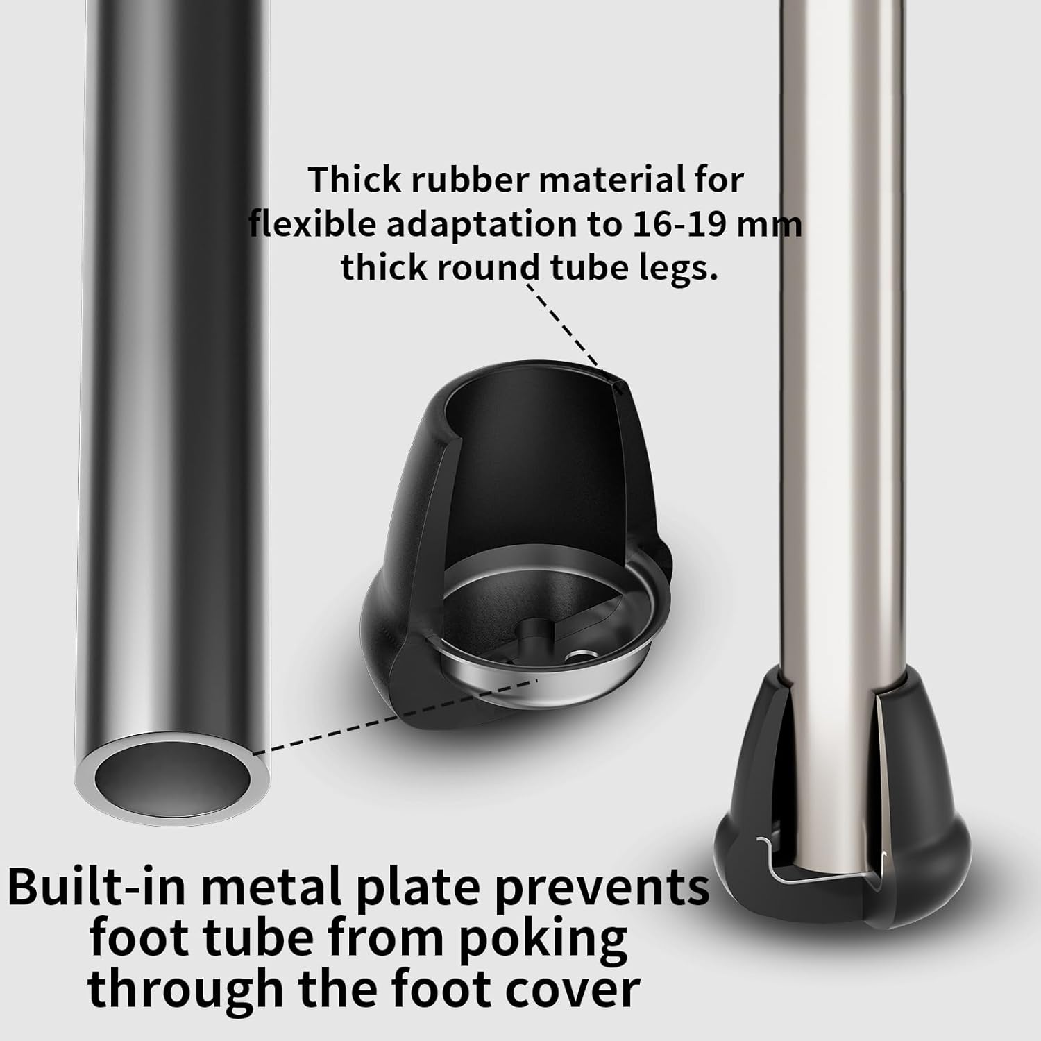 0.75 Inch Heavy Duty Rubber Chair Leg Caps - 24 PCS Non-Slip Furniture Floor Protectors with Metal Inserts for Wood, Tile, Carpet - Fits Chairs,Stools,Bar Stools