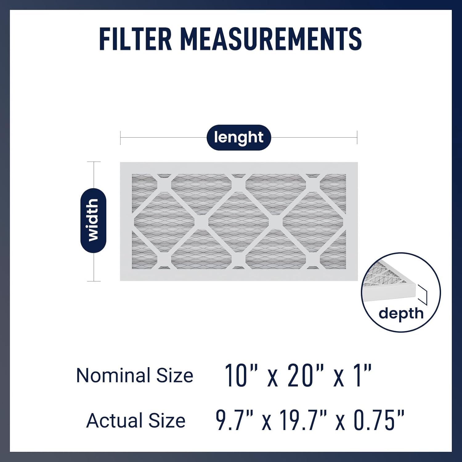 10x20x1 MERV 8 Air Filters 6-Pack, Actual Size 9.7" x 19.7" x 0.75" – Compatible with HVAC, Air Conditioners & Furnaces– High Particle Capture & Smooth Airflow