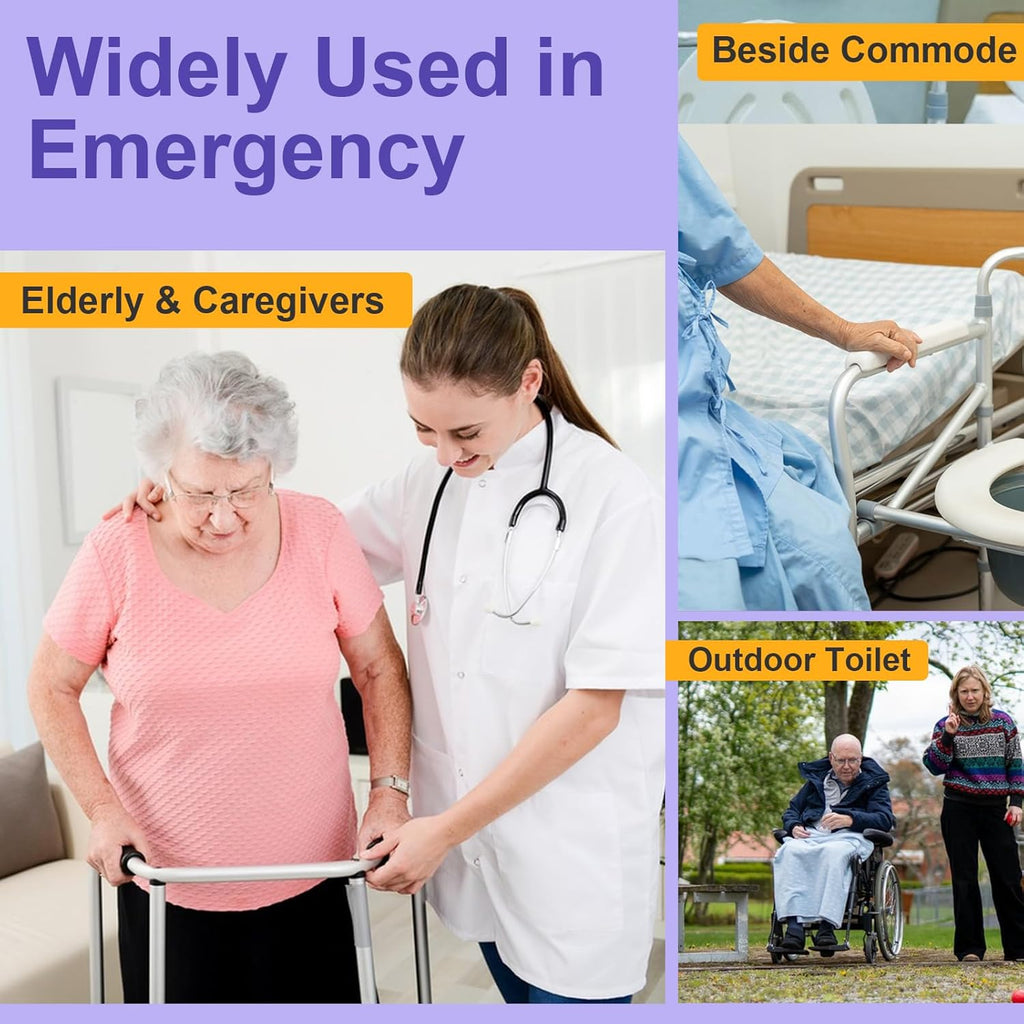 100 Commode Absorbent Pads for Bedside Commode Liners, Disposable Commode Liners Pads with Absorbent Gel, Portable Potty Liner Pads for Toilet Bags Bedpans