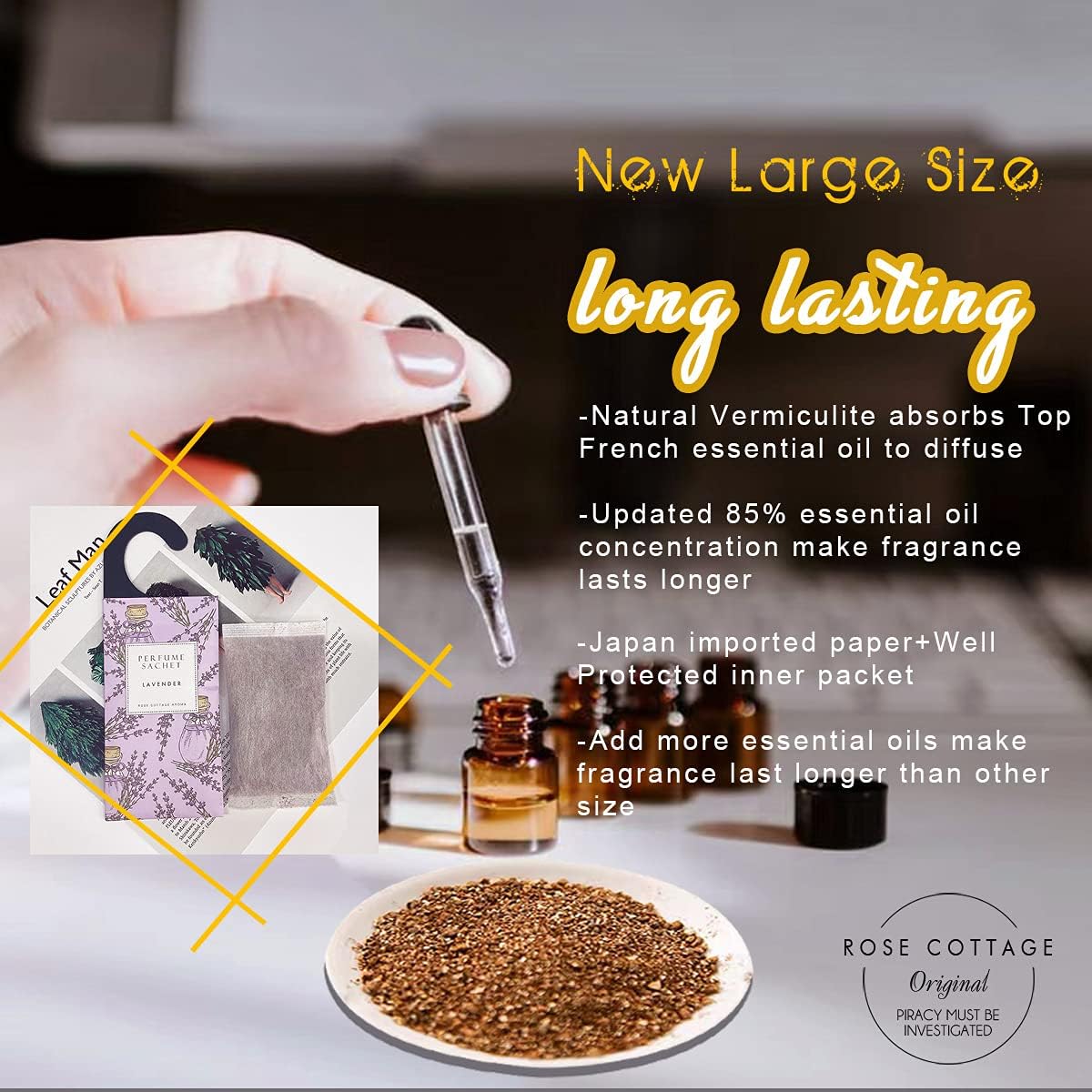 ROSE COTTAGE Large 12 Packs Rose Hanging Closet Deodorizer Air Freshener Long Lasting Scented Sachets Smell Goods for House