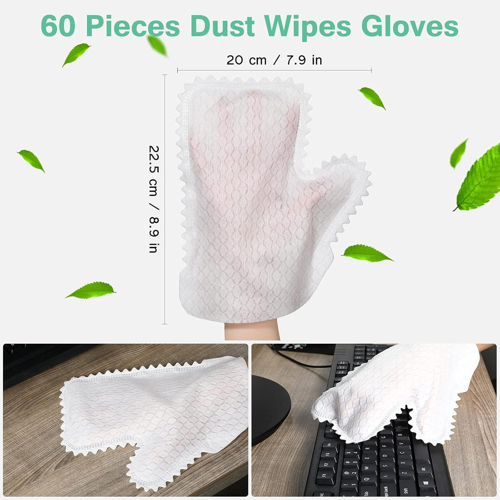60 Pieces White Microfiber Dusting Gloves Artisan Dusting Mitt Microfiber Cloth Replaces Dust Wipes Feather Dusters for Locks in Dust Pet Hair Sensitive Cleaning Possible Dual-Sided Disposable