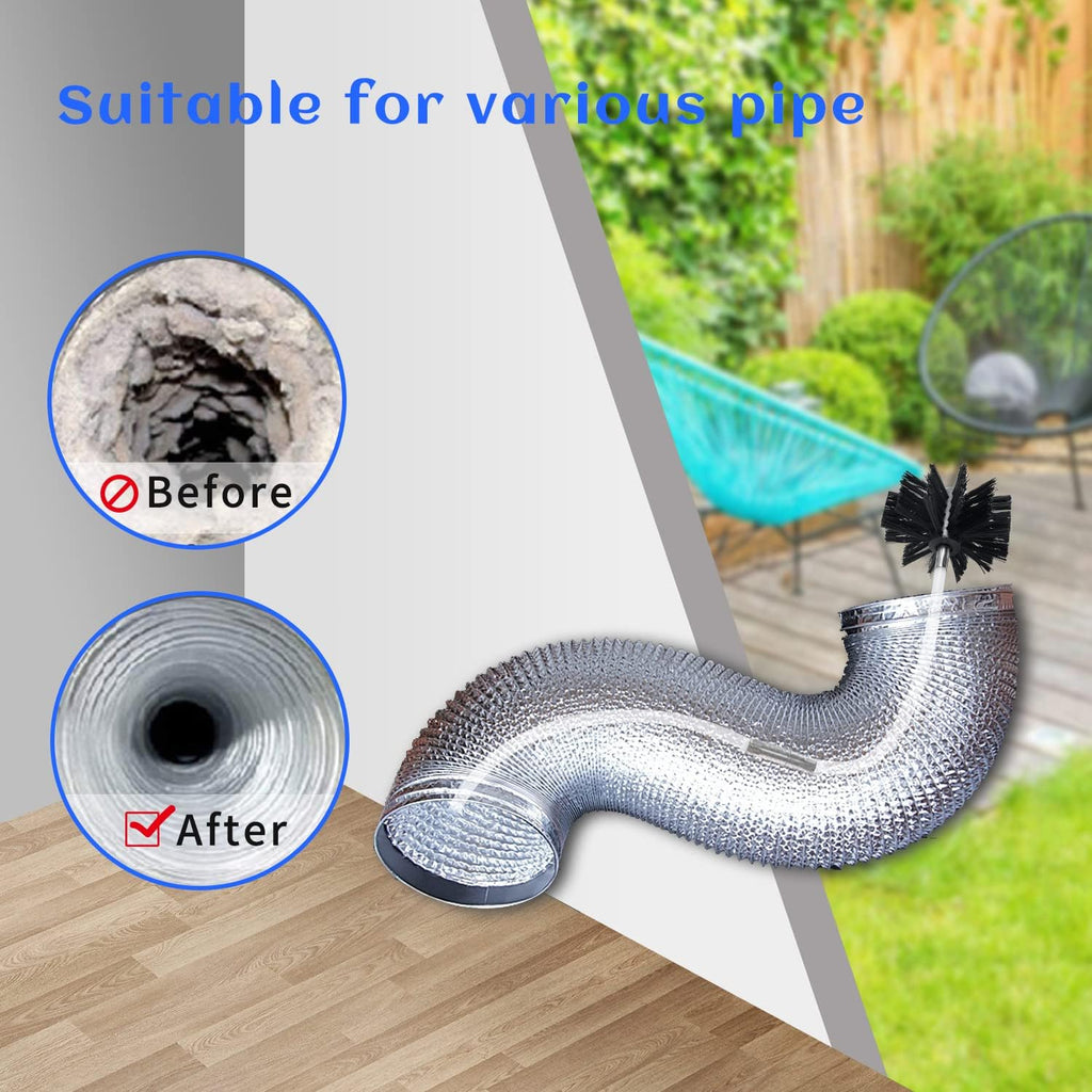 HOKLNUSE Dryer Vent Cleaner Kit Chimney Sweep Cleaning Tools Pellet Stove Cleaner Kit Air Dryer Duct Fireplace Brushes for Easy Lint Cleaning with 4" and 6" Brush Heads (Medium Duty, 25Feet)