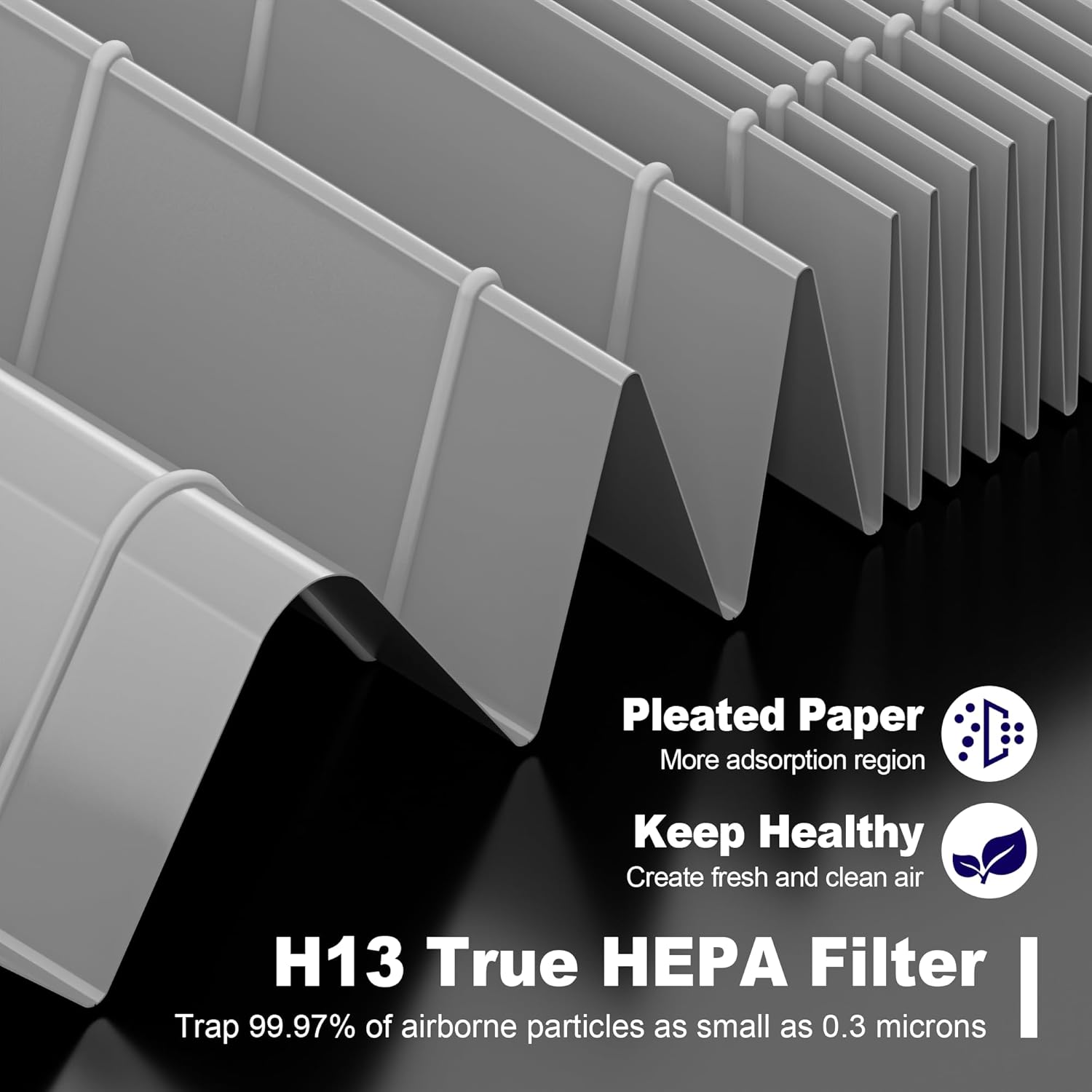MK01 & MK06 True HEPA Filter Replacement Compatible with Aroeve MK01, MK06, ToLife TZ-K1 and Kloudi DH-JH01 Air Purifier, Smoke Remover Version, Grey, 2 Pack