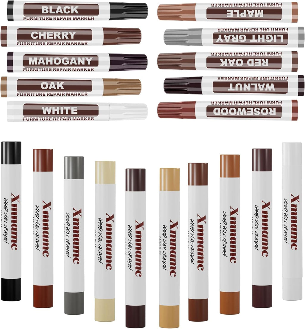 20 Colors Wood Filler Sticks Furniture Markers Touch up,Fill Putty Stick for Repair Furniture Scratch,Scuffs,Cracks and Nail Holes on Floors,Cabinets,Tables,and Doors Tables