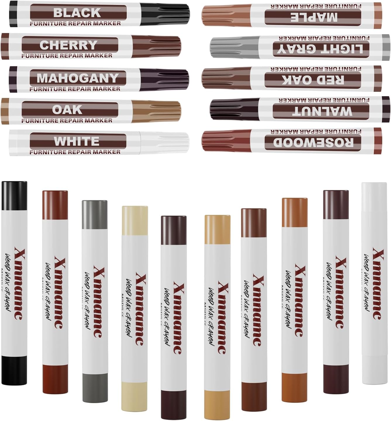 20 Colors Wood Filler Sticks Furniture Markers Touch up,Fill Putty Stick for Repair Furniture Scratch,Scuffs,Cracks and Nail Holes on Floors,Cabinets,Tables,and Doors Tables