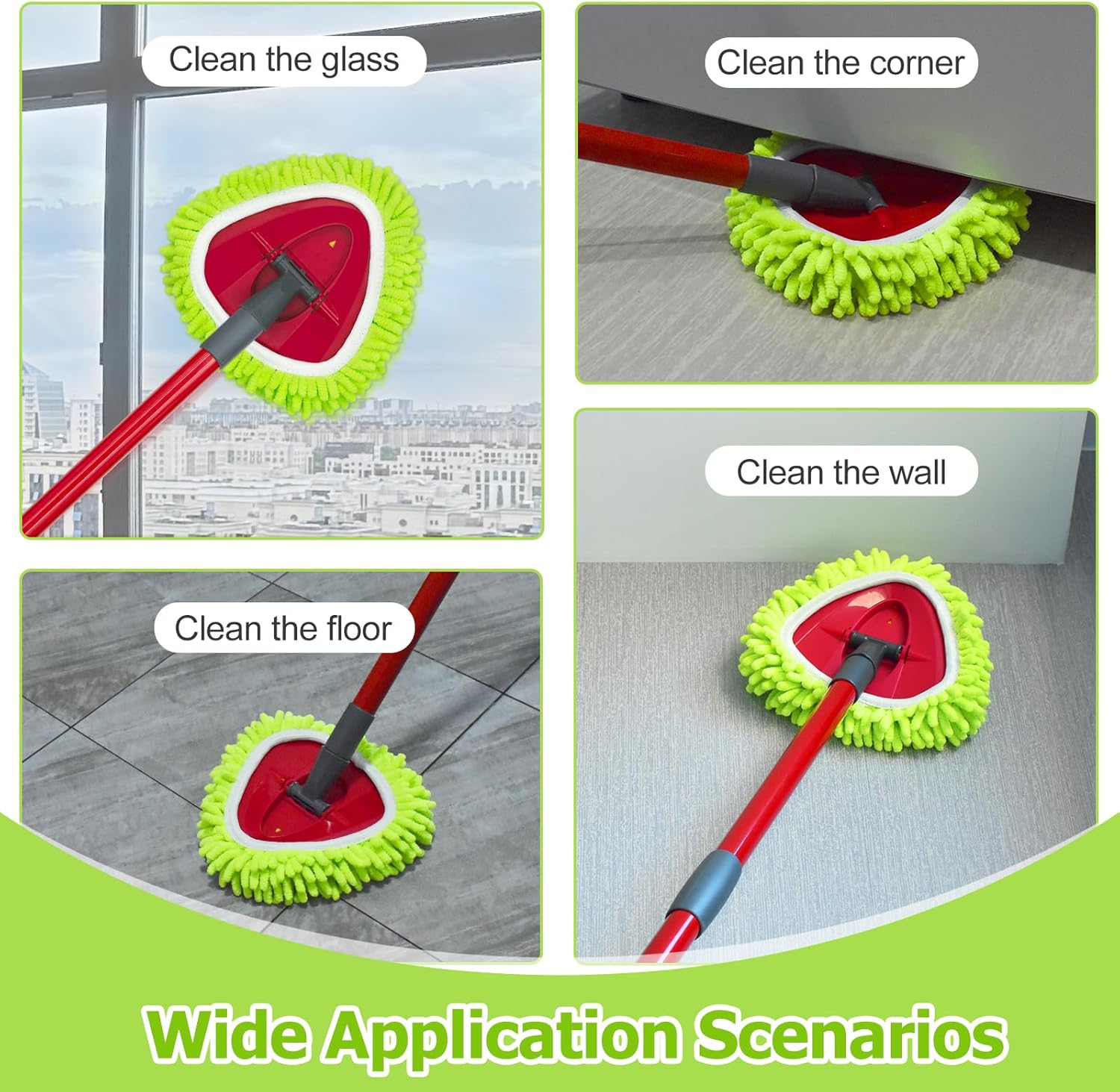 Mop Heads Replacements Compatible with O-cedar Easy Wring 1-Tank System,Mop Replace Head for Dry/Wet Use,4 Pack Reusable Spin Mop Replacement Head,Washable Chenille Dust Mop Refills for Floor Cleaning