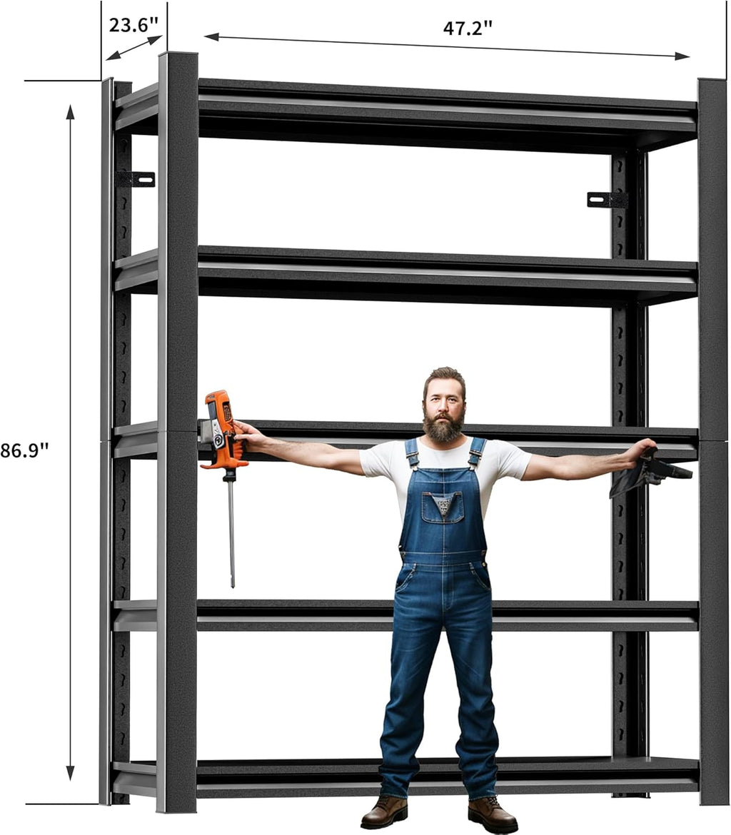 3 Pieces Garage Shelving,87"X48"X24"Inches,Heavy Duty Sturdy Steel Thickened Metal Shelves for Storage,Garage Storage Shelves,Black Shelving Unit Shelf Rack Industrial Shelving Shelf