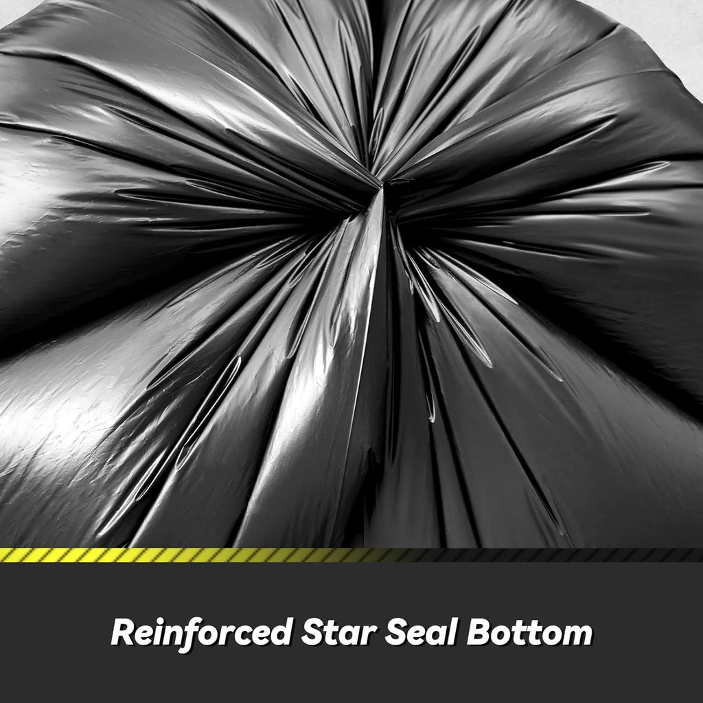 150 Count 55-60 Gallon Trash Bags, Sturdy & Tear-Resistant Commercial Can Liners 55 Gallon, Large Garbage Bags, Large Black Trash Bags for Commercial, Lawn and Leaf Bags