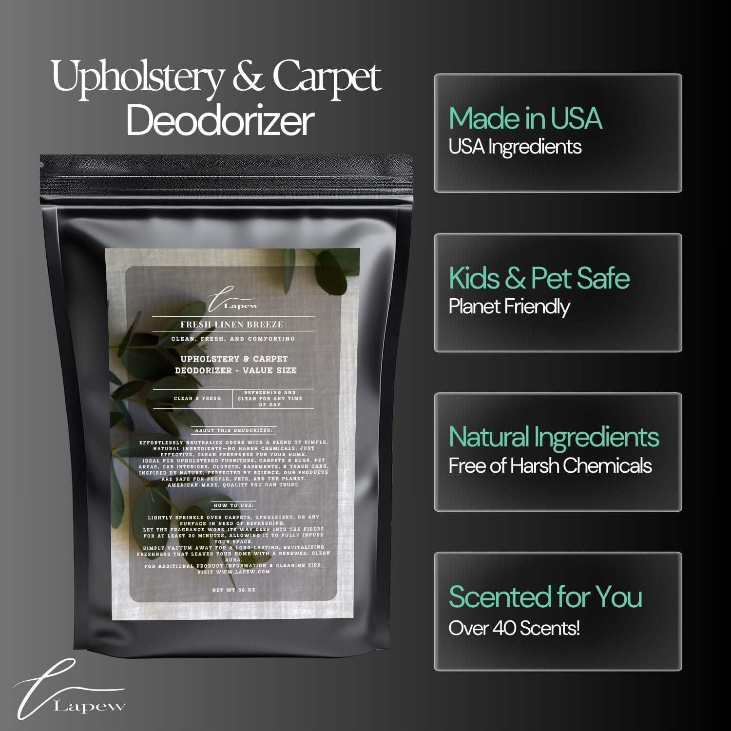 Fresh Linen Breeze Carpet Freshener Powder Refill 36 oz | Powerful Odor Eliminator for Home | Upholstery Deodorizer | Carpet Deodorizer | Pet Urine | Cat Litter Box