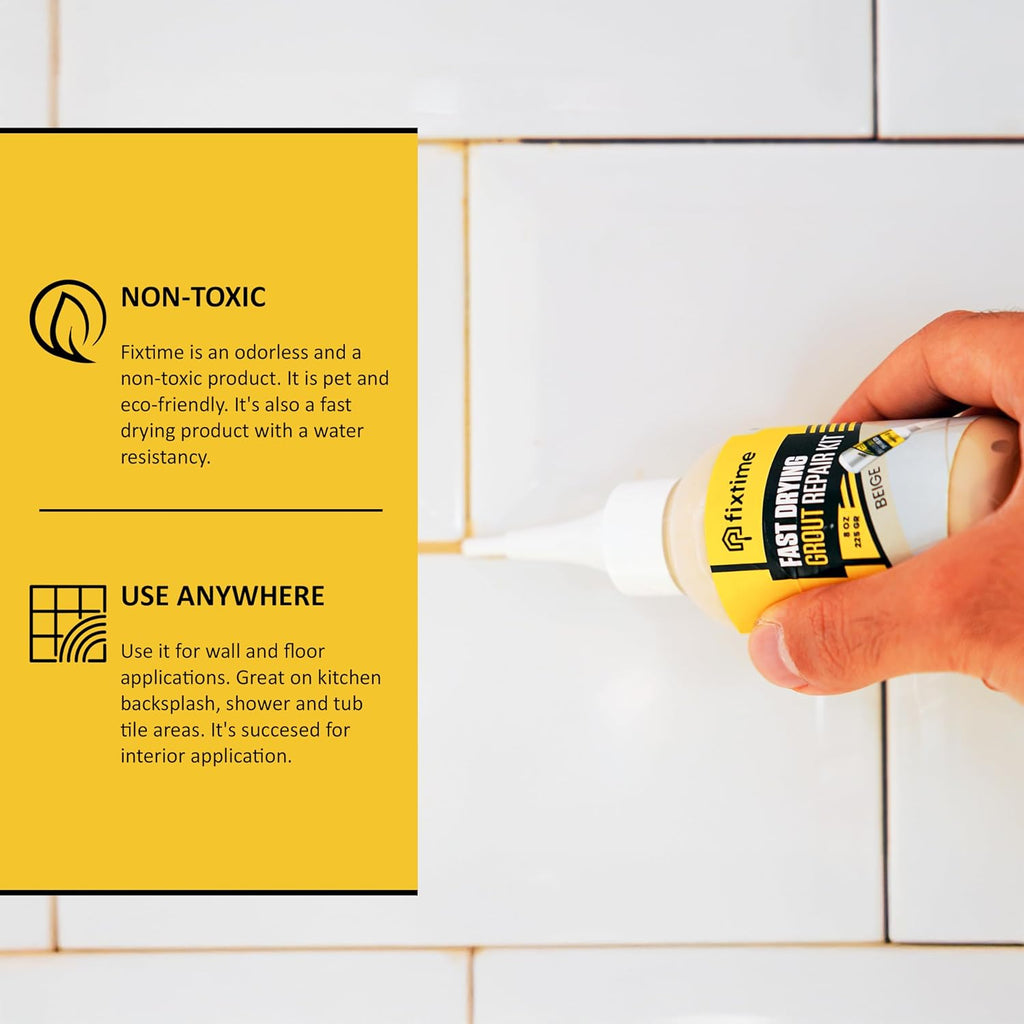 Tile Grout Repair Kit, Beige Grout Filler Tube 8 oz, Grout Repair Renews, Fast Drying Repait Kit, Grout Sealer for Floor Tile - Spatula Included (2xBeige)