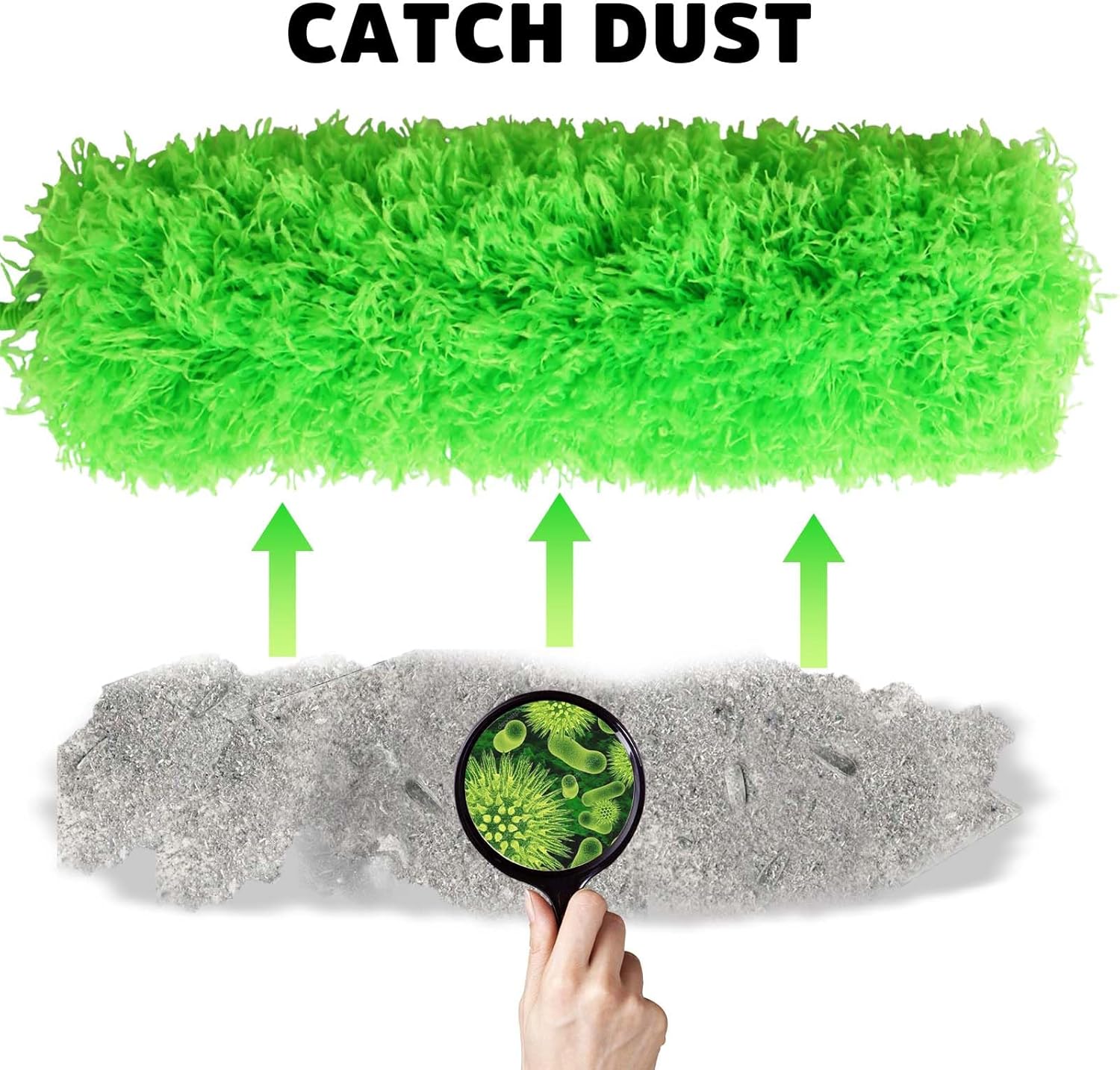 Ceiling Fan Cleaner Duster, Bafezoze Extendable Long Duster for High Ceilings, Telescoping Tall Extension Pole Green