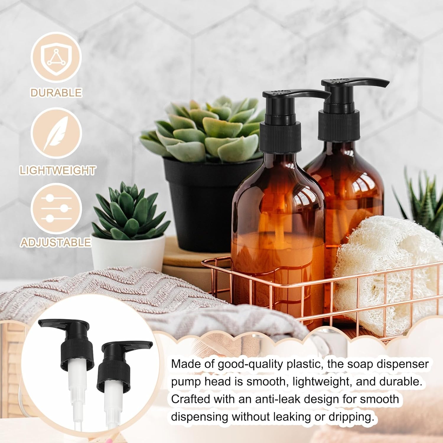 uxcell 16 Pcs Soap Dispenser Pump Heads Soap Dispensers Top Pumps Replacement Switch Pumphead for Standard 24/416 Neck Size Lotion Shampoo Bottle, Black