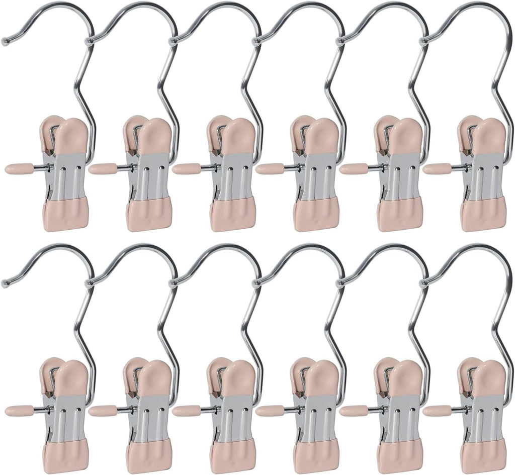 15/30Pcs Upgrade Double Head Clamp Dipped Clothespin for Laundry Hooks with Clips, Boot Holder, Hanging Clips, Portable Multifunctional Hangers Single Clip Space Saving for Jeans, Hats (15, Pink)