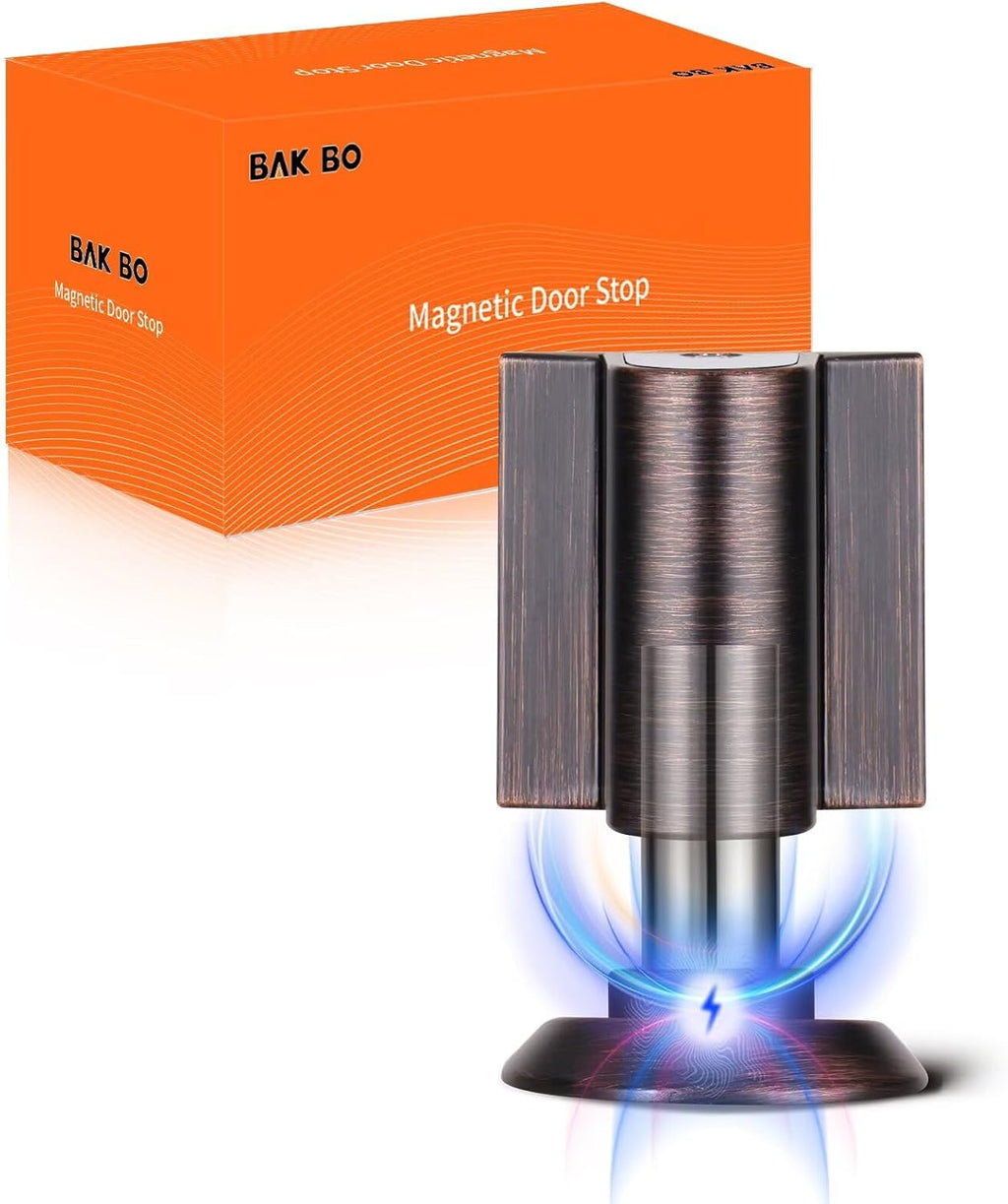 Bak Bo Magnetic Door Stoppers 2 Pack Bottom of Door Holder Keep Door Open No Drilling Magnet Floor Door Stop with Screws and Adhesive Oil Rubbed Bronze DS268ORB-2