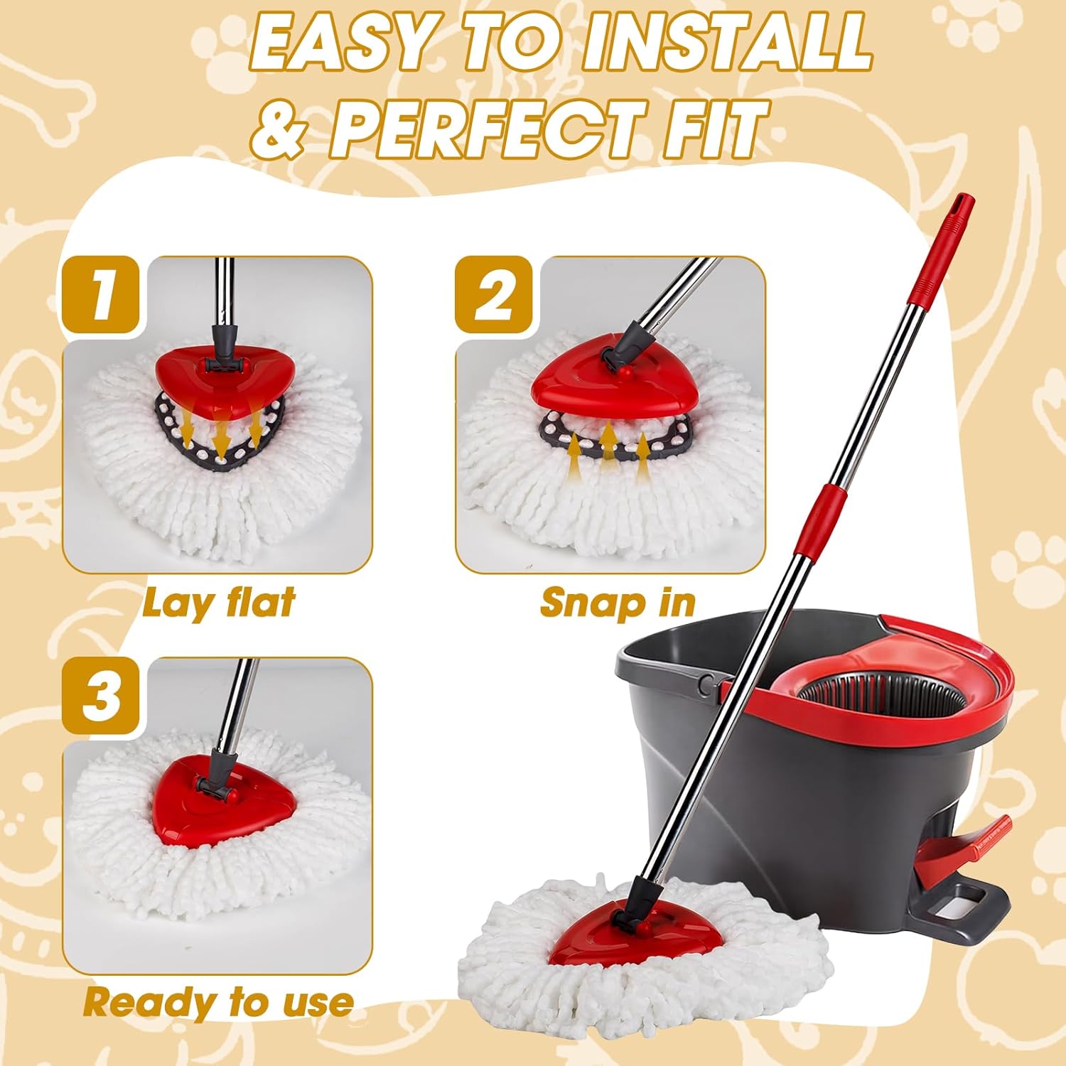 20Pack Spin Mop Replacement Heads, Microfiber Spin Mop Refills for EasyWrin 1-Tank System, 360° Microfiber Replacement Mop Head, Machine Washable Spinning Mop Replace Head for Easy Floor Cleaning