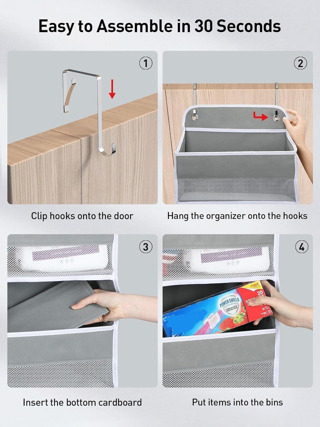 Yecaye 2 Pack Over The Door Organizer, 6-Tier Closet Door Hanging Organizer with 12 Mesh Pockets, Bathroom Organizers and Storage, Ultra Sturdy Large Capacity Over Door Storage Newborn Baby Essentials