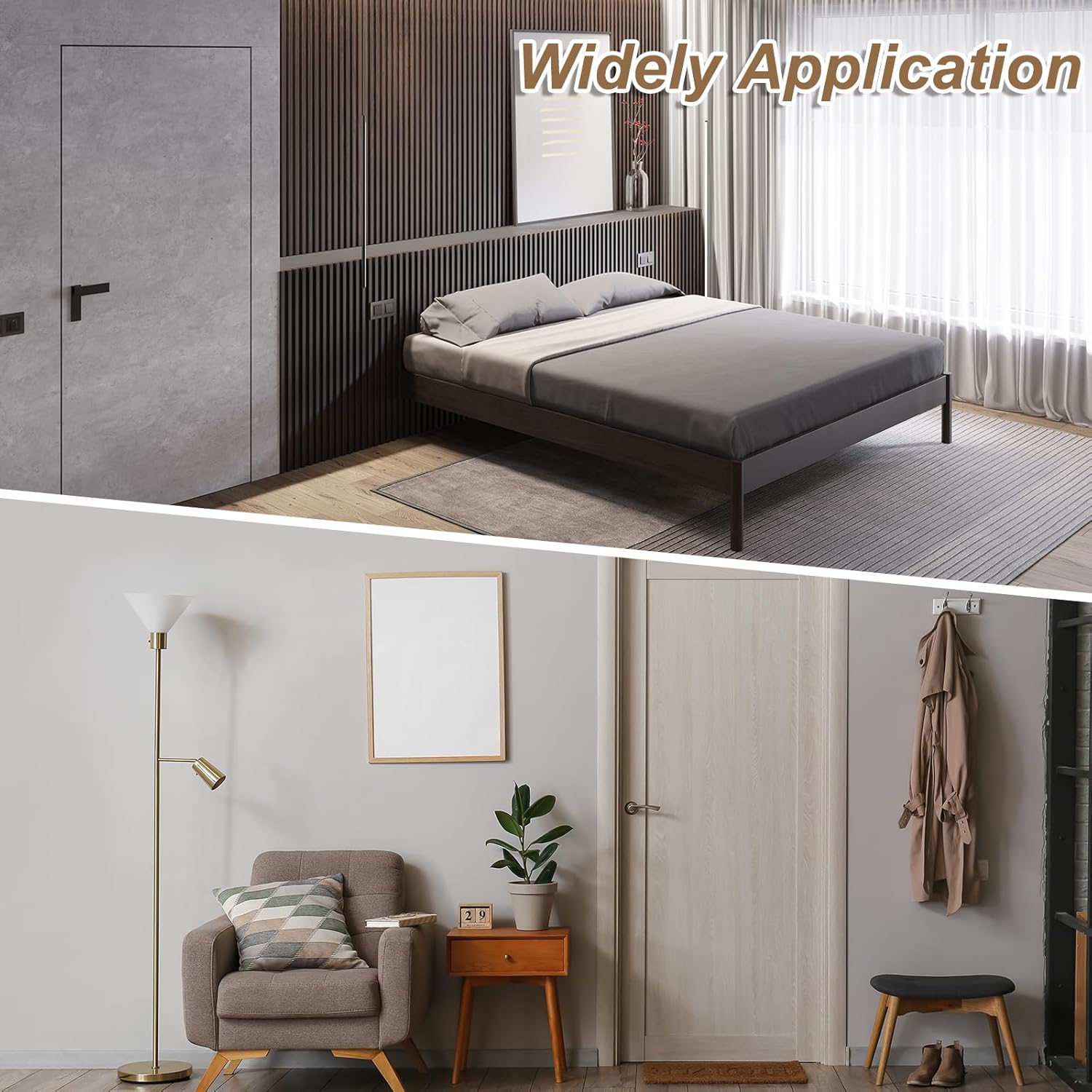 uxcell 6Pcs Magnetic Door Stopper, 304 Stainless Steel Magnetic Door Stop Catch, Soft-Catch Brushed Nickel Hold Door Open Wall Mount for Bottom of Door, Silver