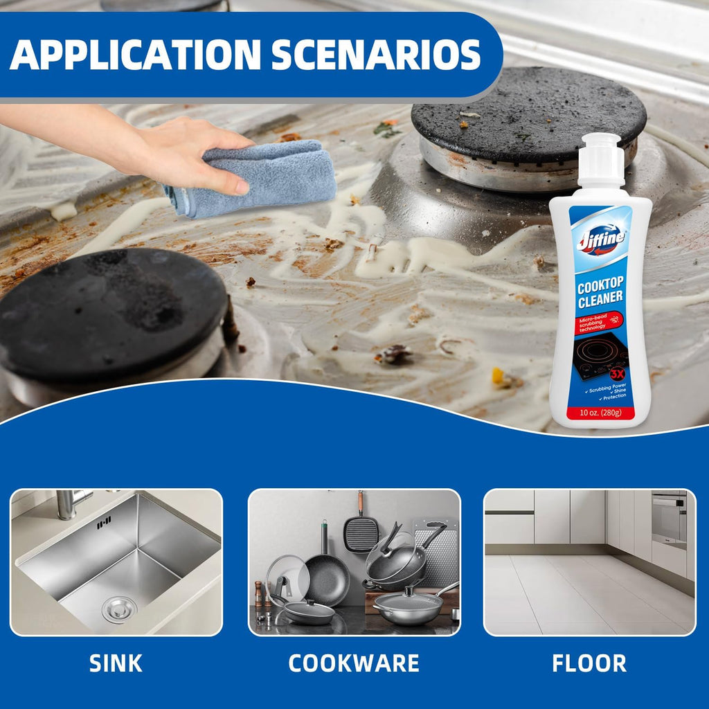 Glass Cooktop&Stove To Cleaner& Multi-Purpose Kitchen Cleaner-10 oz Professional Strength Formula Removes Burnt-On Food, Tough Stains - Scratch-Free, Safe for oven&Ceramic&Induction Stoves