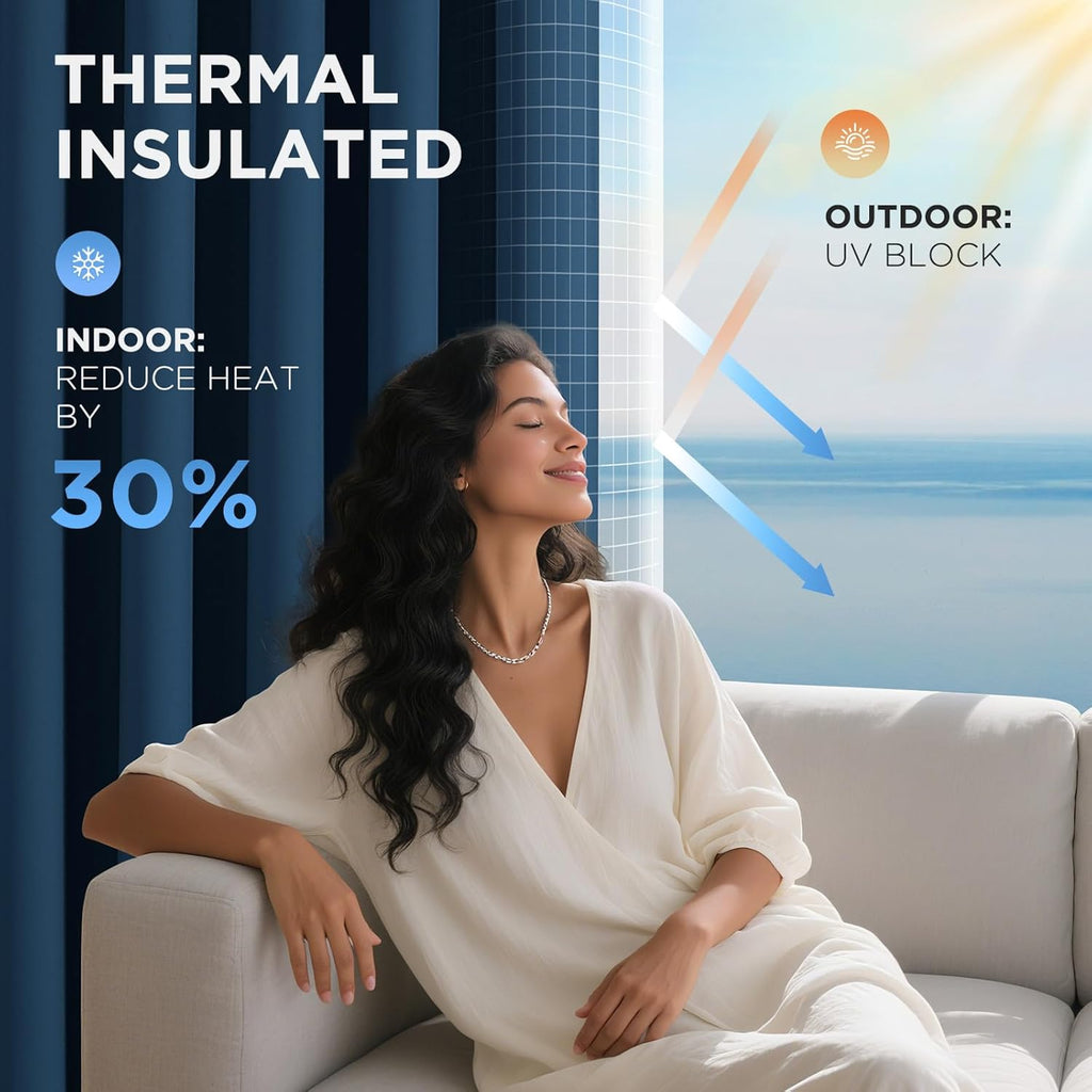 Joydeco Blackout Door Curtain for Doorway Privacy 78 Inches Long, Grommet Closet Curtain for Open Closet, Room Divider for Bedroom Living Room (Navy Blue, 40Wx78L, 1 Panel)