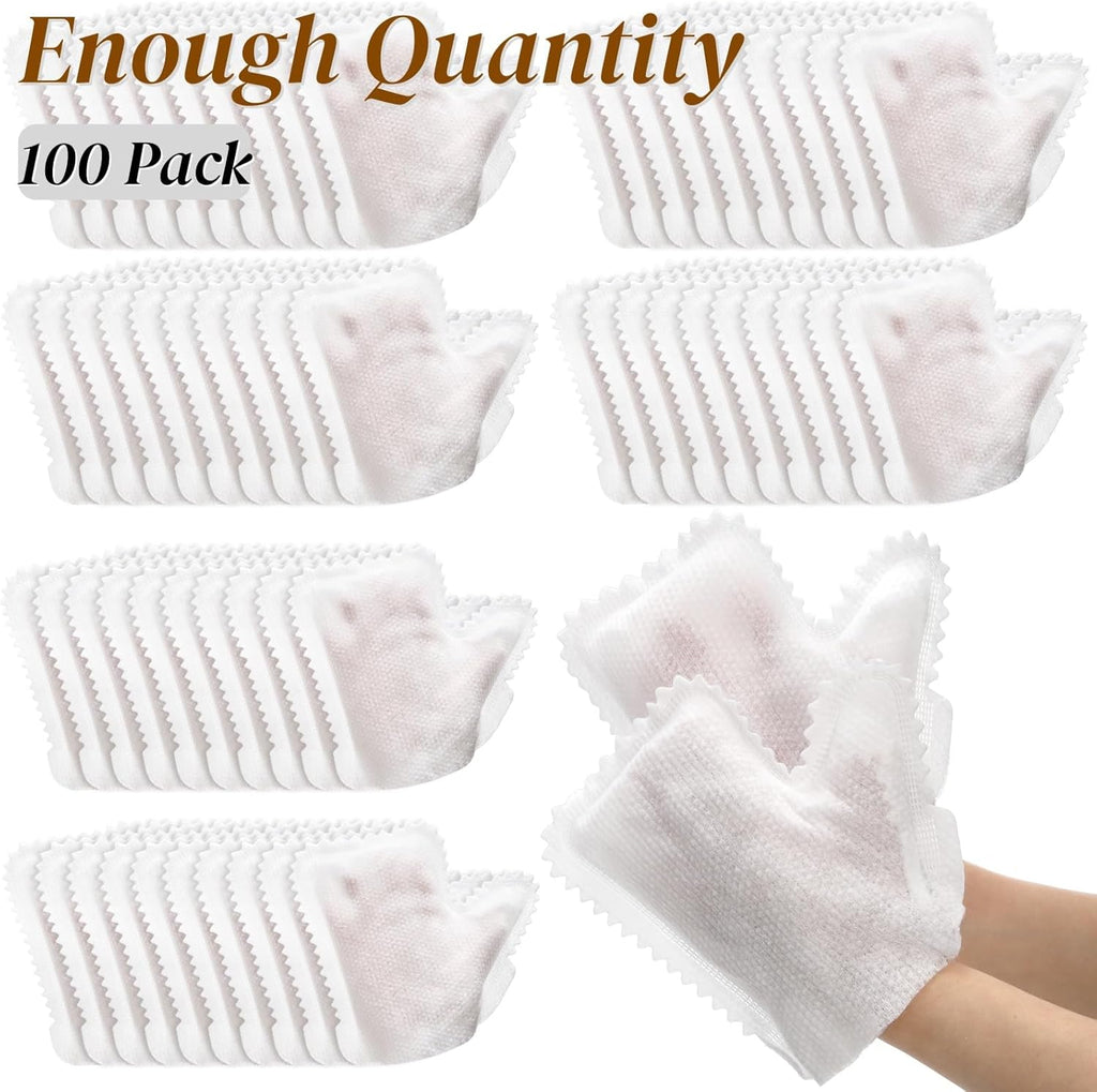 100 Pcs White Microfiber Dusting Gloves, Disposable Artisan Dust Cloth Remove Mitt, Dual-Sided Dust Wipes Feather Dusters for Indoor Plants Furniture, House Cleaning Pet Hair, Electronic Device