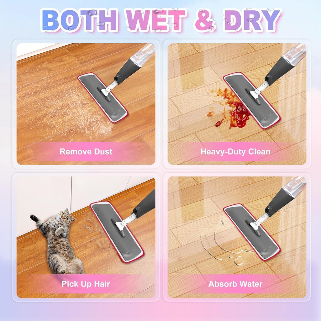 Replacement Microfiber Mop Pads Compatible with Rubbermaid Reveal Spray Mop with Washable Pads, 16.5" Reusable Wet & Dry Mop Replacement Pads Fit for Any Microfiber Reveal Flat Mops(8 Pack)