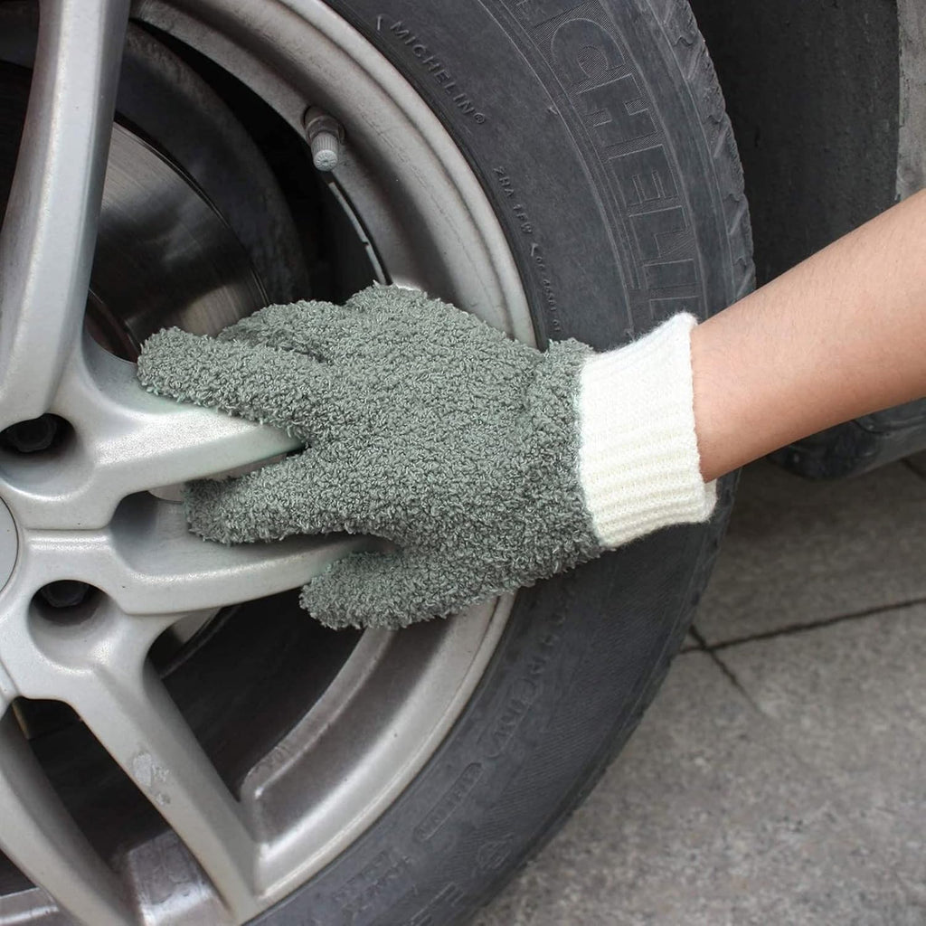 MIG4U Microfiber Gloves - Dusting Gloves for House Cleaning - Washable Blind Cleaner Duster Tool (Gray,S/M)