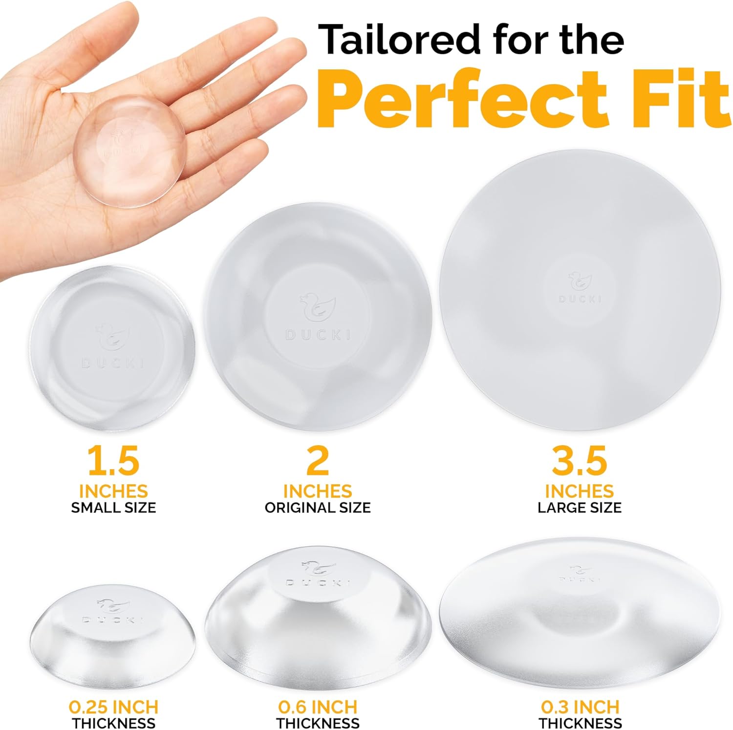 Ducki Door Stop Wall Protector | Self Adhesive Door Knob Wall Protectors from Door Knobs | Rubber Door Stoppers for Wall Damage & Noise | Durable, Shock Absorbent & Discreet | 6 Pack Clear Door Stops