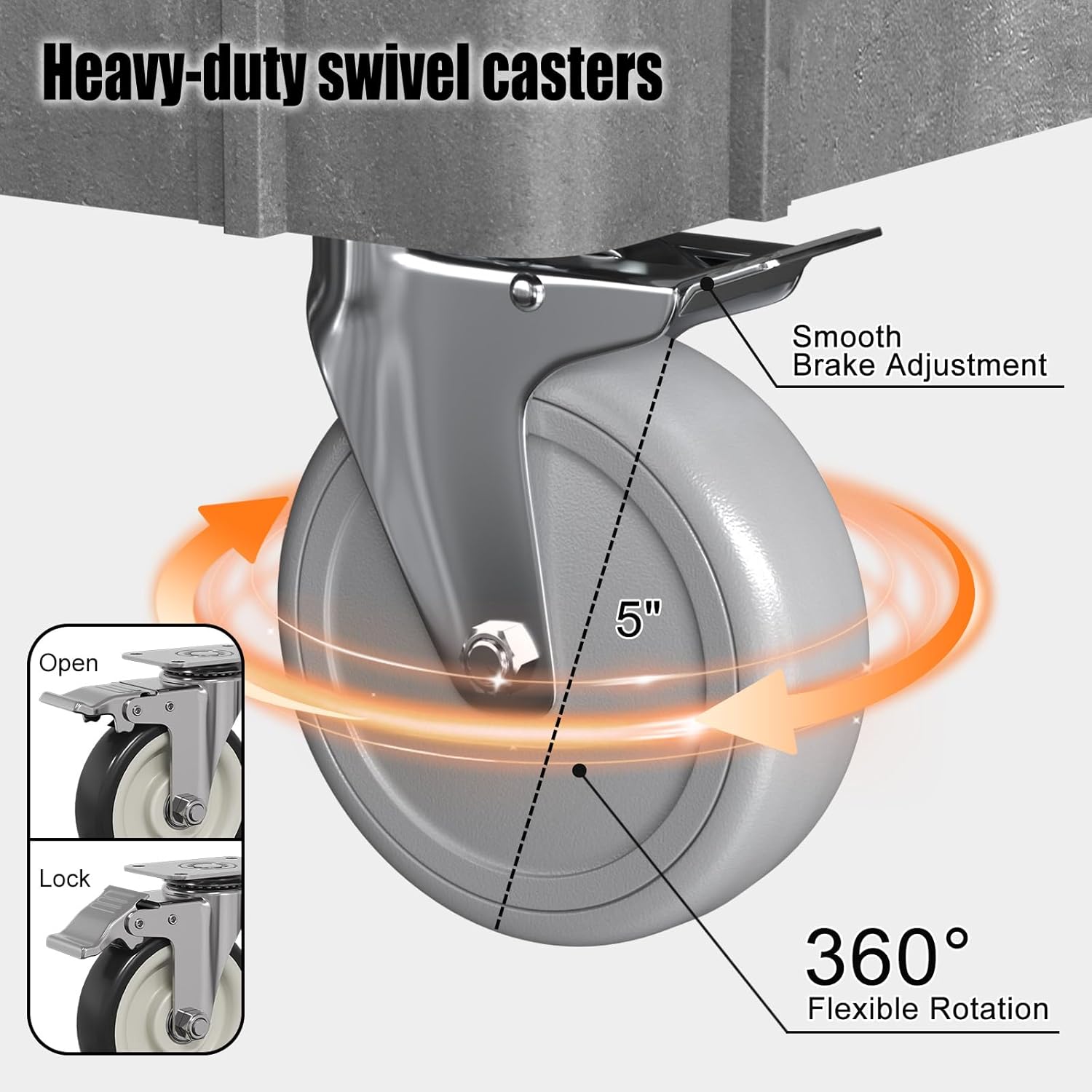 Large Garage Plastic Utility Cart, Heavy Duty 2 Shelf Tool Cart Service Cart Rolling Push Carts with Ergonomic Handle 5" Swivel Casters.