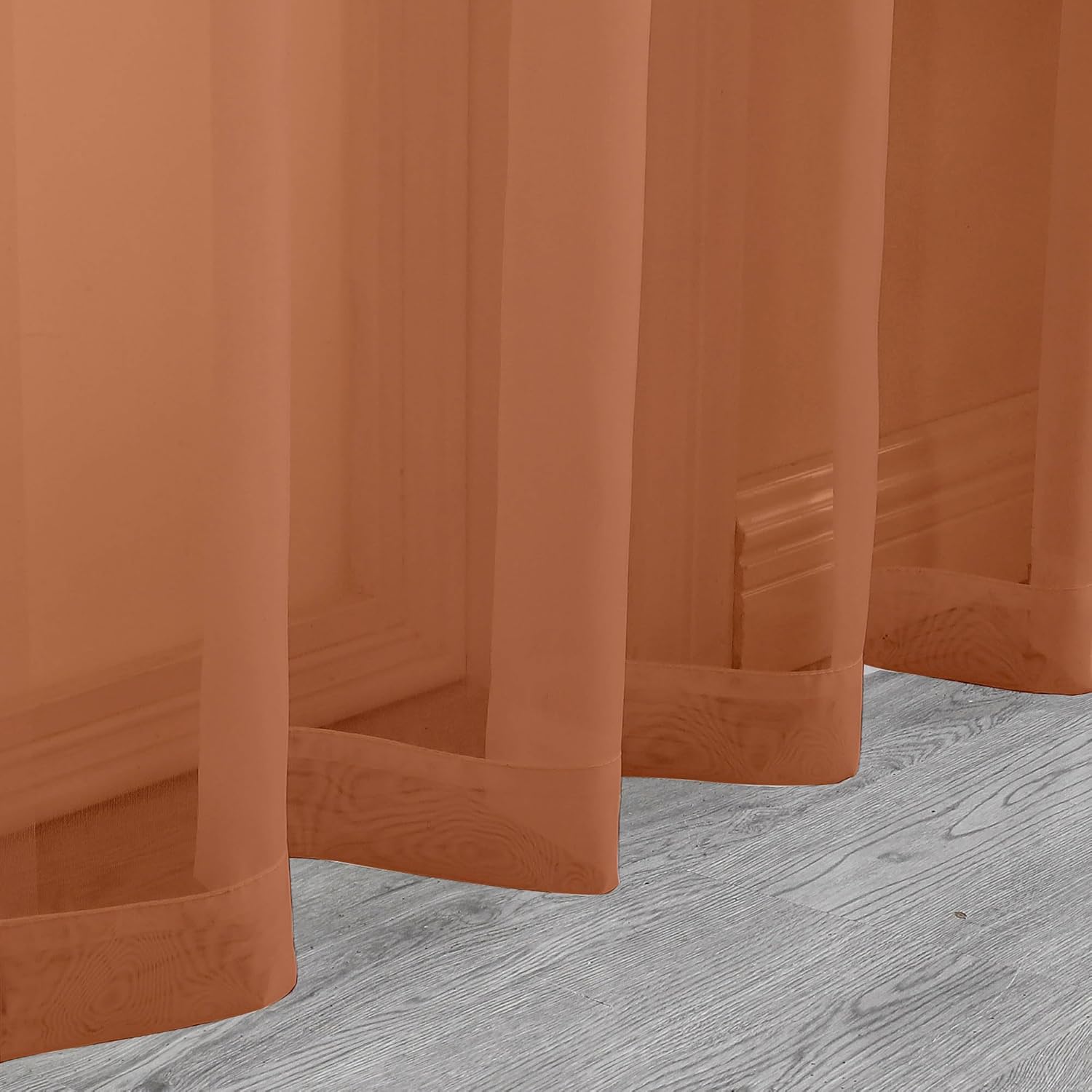 Chyhomenyc Sheer Orange Curtains 90 inches Long 2 Panels, Light Filtering Soft Airy Solid Elegant Voile Window Treatment Drapes for Bedroom Living Room Wedding Party Decor, 42 Wx90 L Inches