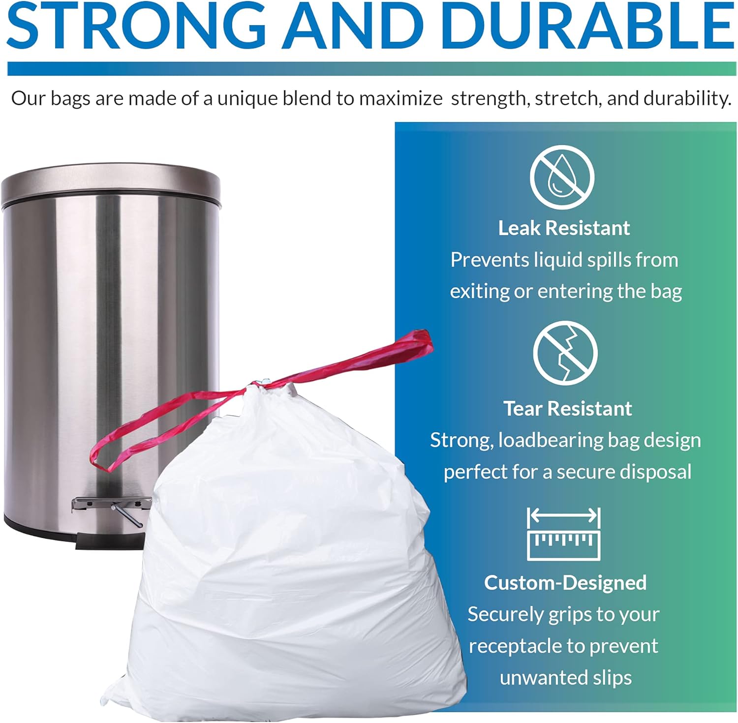 Reli. 6-10 Gallon Trash Bags Drawstring | 500 Count Bulk | 22"x23" | 6, 8, 10 Gallon Drawstring Garbage Bags | White Trash Can Liners | Small - Medium
