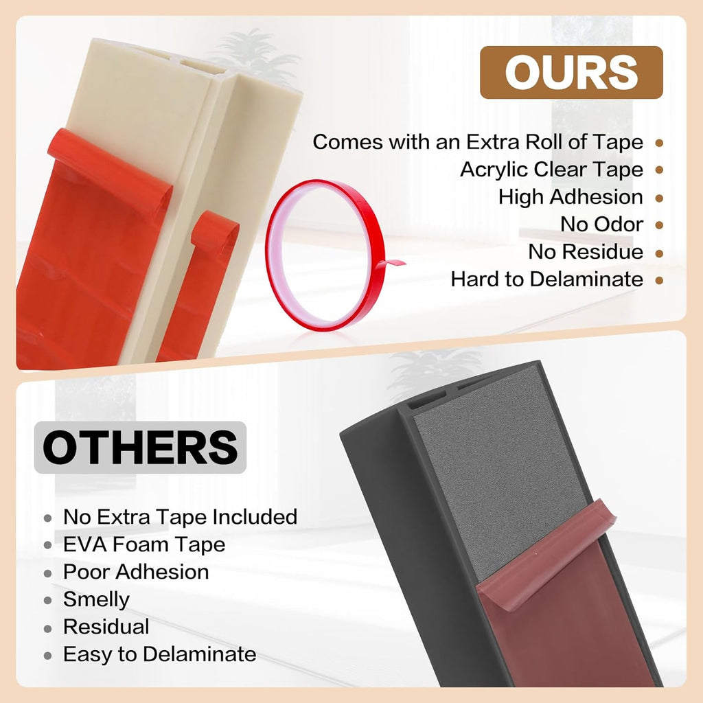 Floor Transition Strip Vinyl Door Threshold Ramp Self Adhesive Carpet Edging Strip Doorway Edge Trim, Overlap Edge Reducer for Laminate Carpet, Floor, Tile (Yellow Wood, 2/5" to 3/5", 6.6Ft)